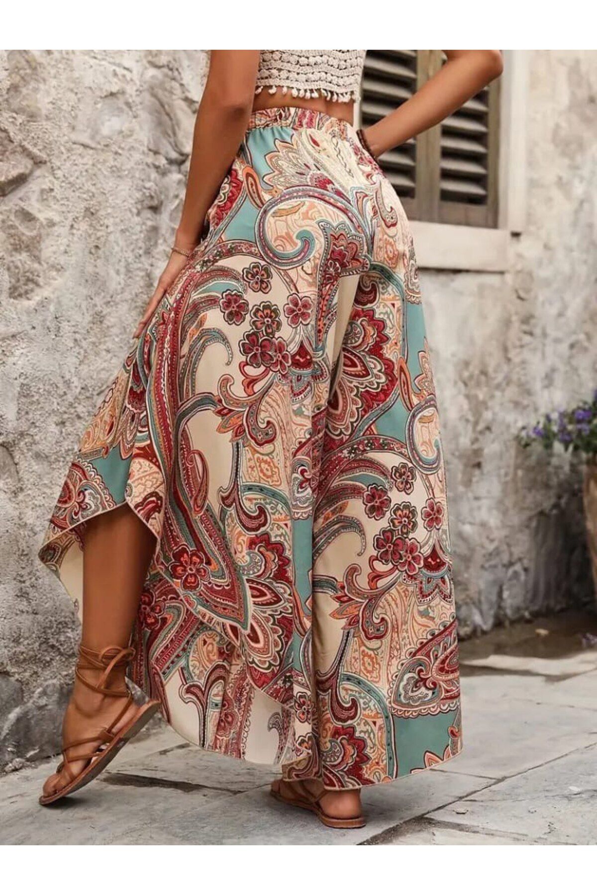 Lorinya Butik SUPREM DESENLİ YIRTMAÇLI PANTOLON