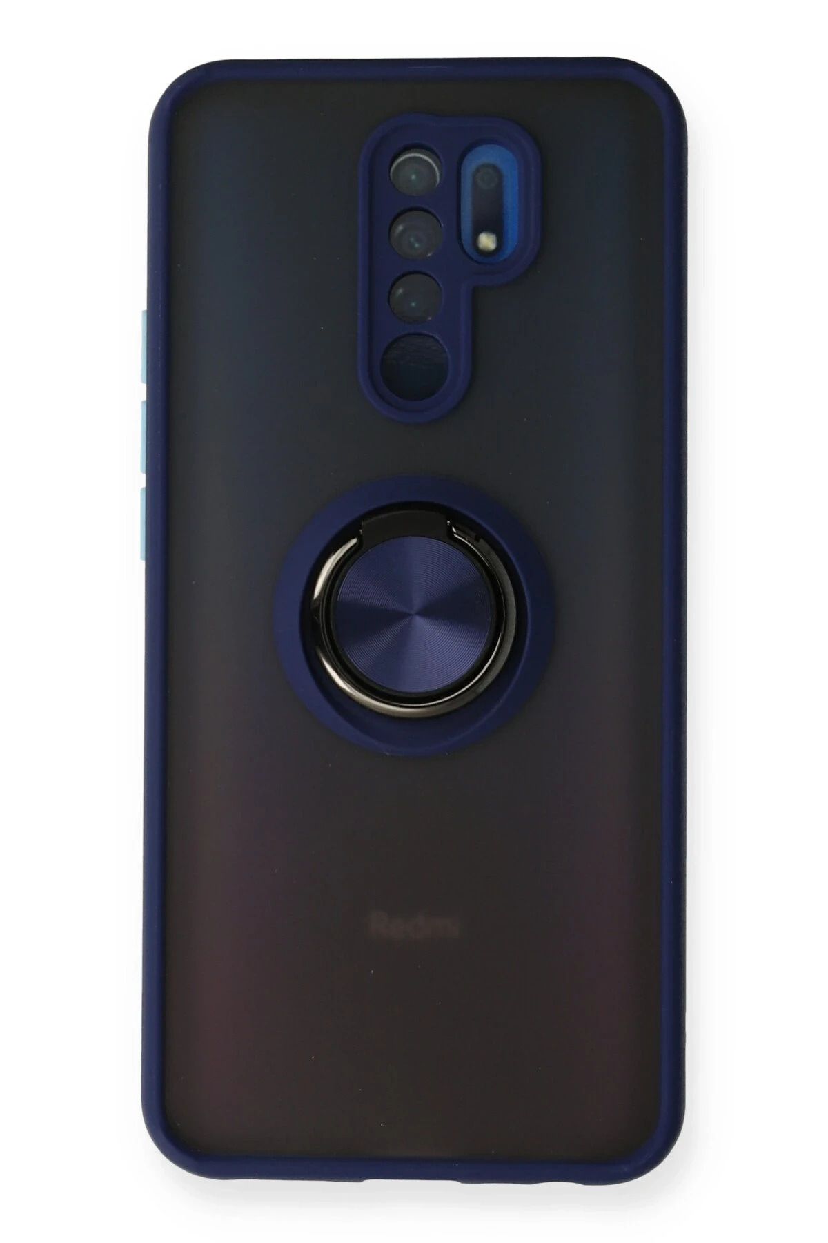 NewFace Xiaomi Redmi 9 Kılıf Montreal Yüzüklü Silikon Kapak - Lacivert FERRG