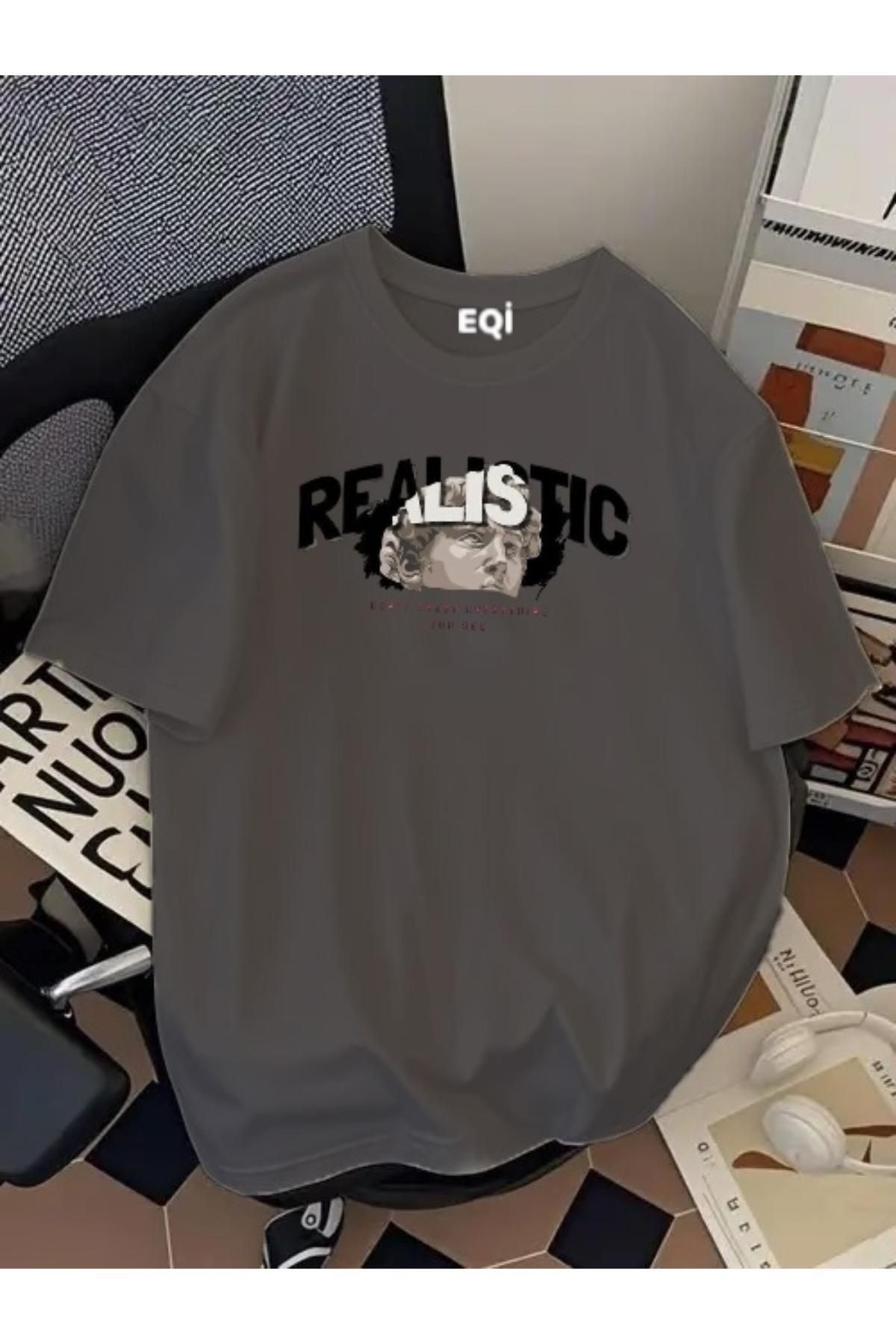 EQİ Realistic Baskılı Oversize T-Shirt