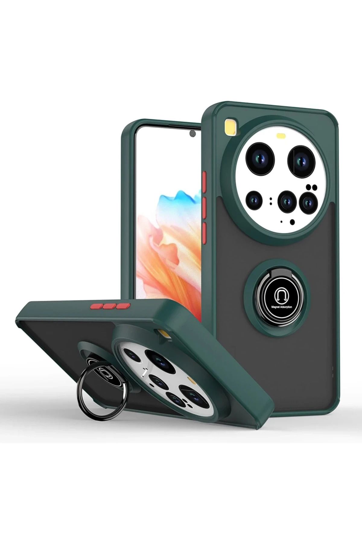 NewFace Xiaomi Mi 15 Ultra Kılıf Montreal Yüzüklü Silikon Kapak - Yeşil FERRG