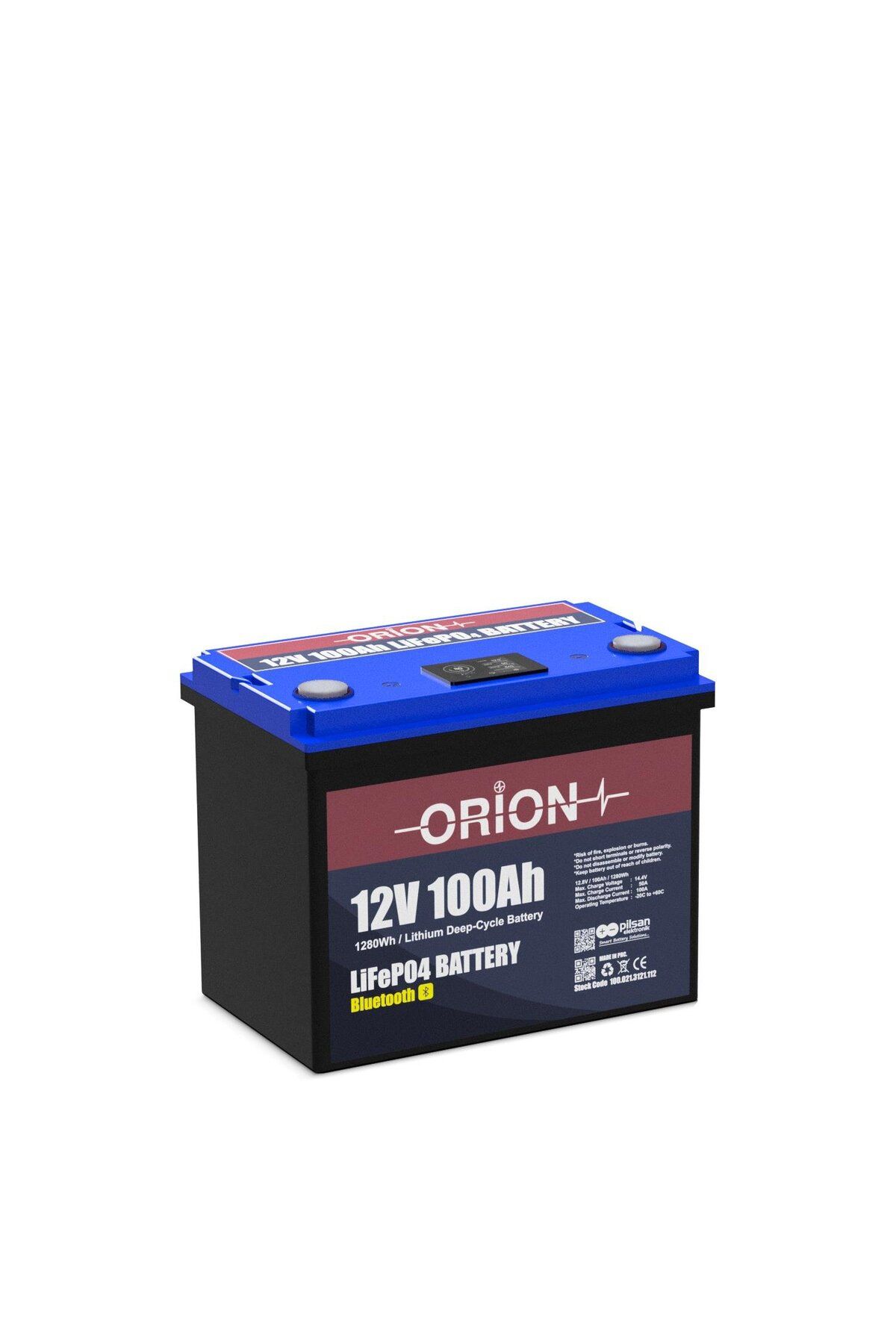 Orion LiFePO4 12.8V 100Ah Smart Akü Bluetooth Ekranlı