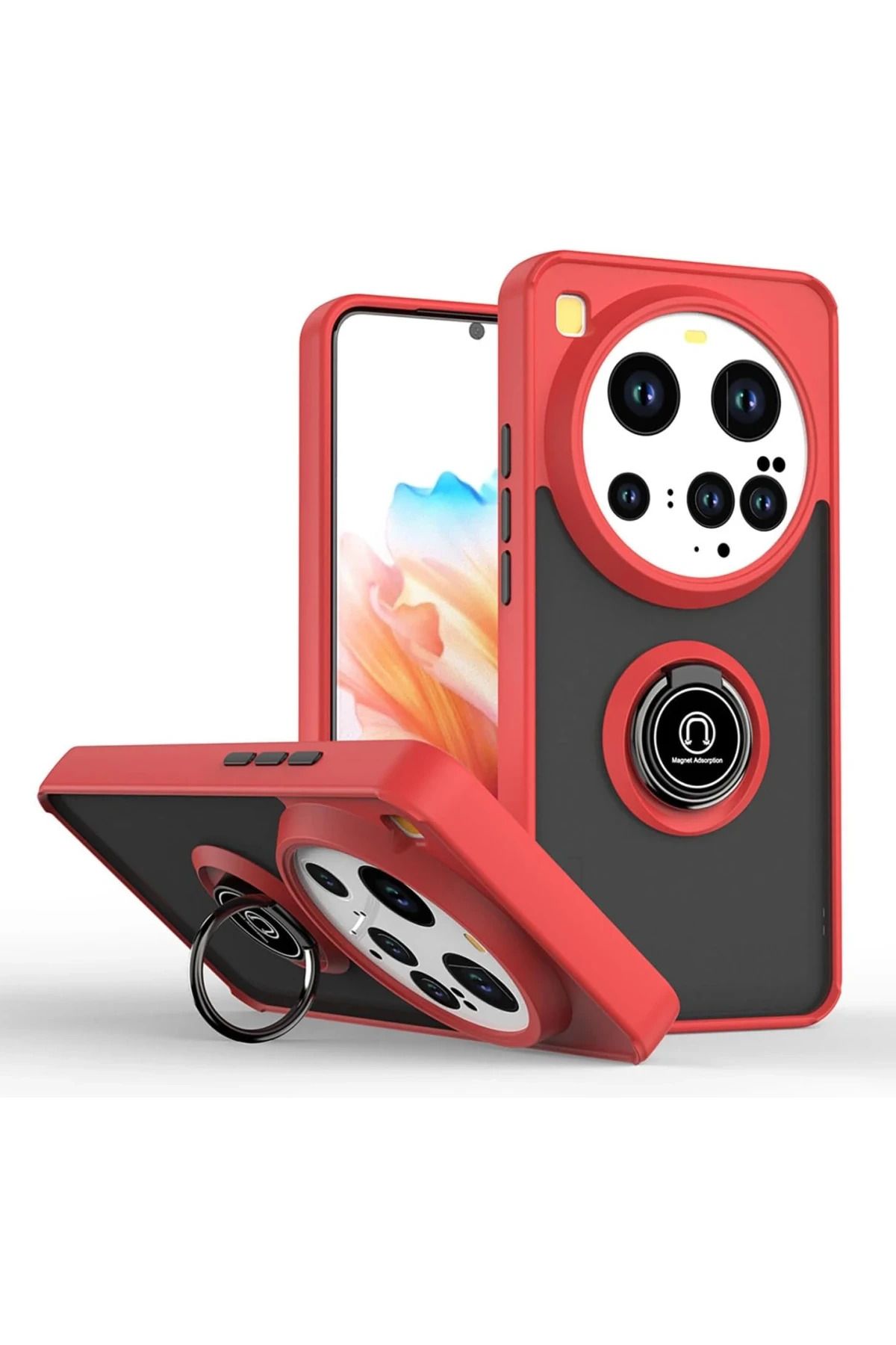 NewFace Xiaomi Mi 15 Ultra Kılıf Montreal Yüzüklü Silikon Kapak - Kırmızı FERRG