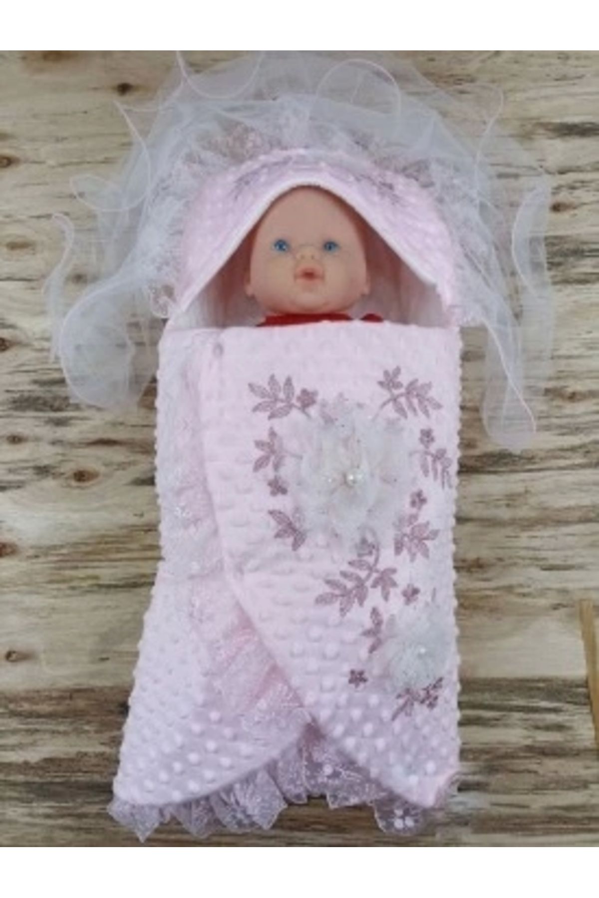 Diji Baby Yenidoğan Topçikli Gül Bahçesi Tül Örtülü Kız Erkek Bebek Klasik Kundak Bebek Battaniyesi