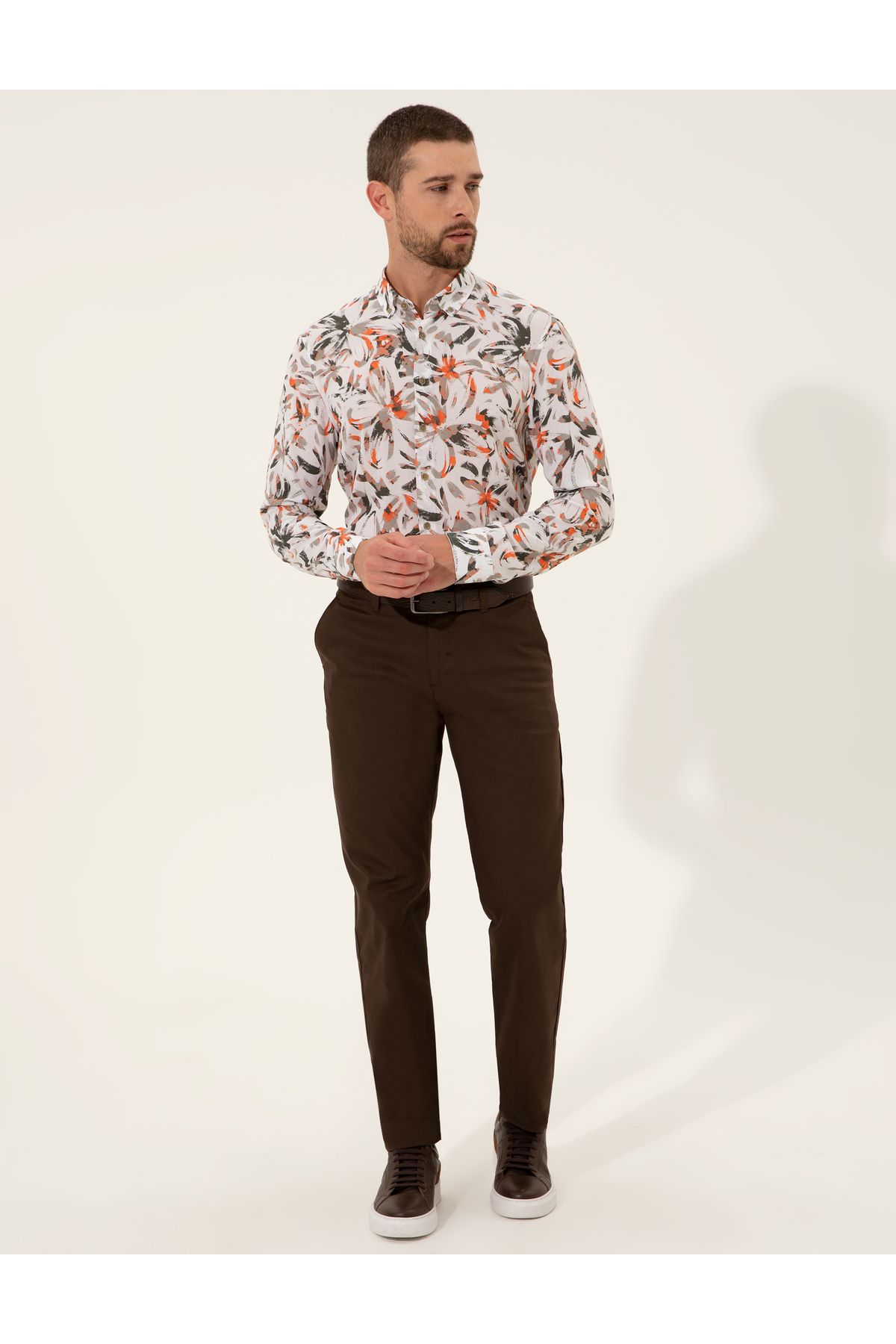 Pierre Cardin Kahverengi Regular Fit Kanvas Pantolon 50251035-VR029