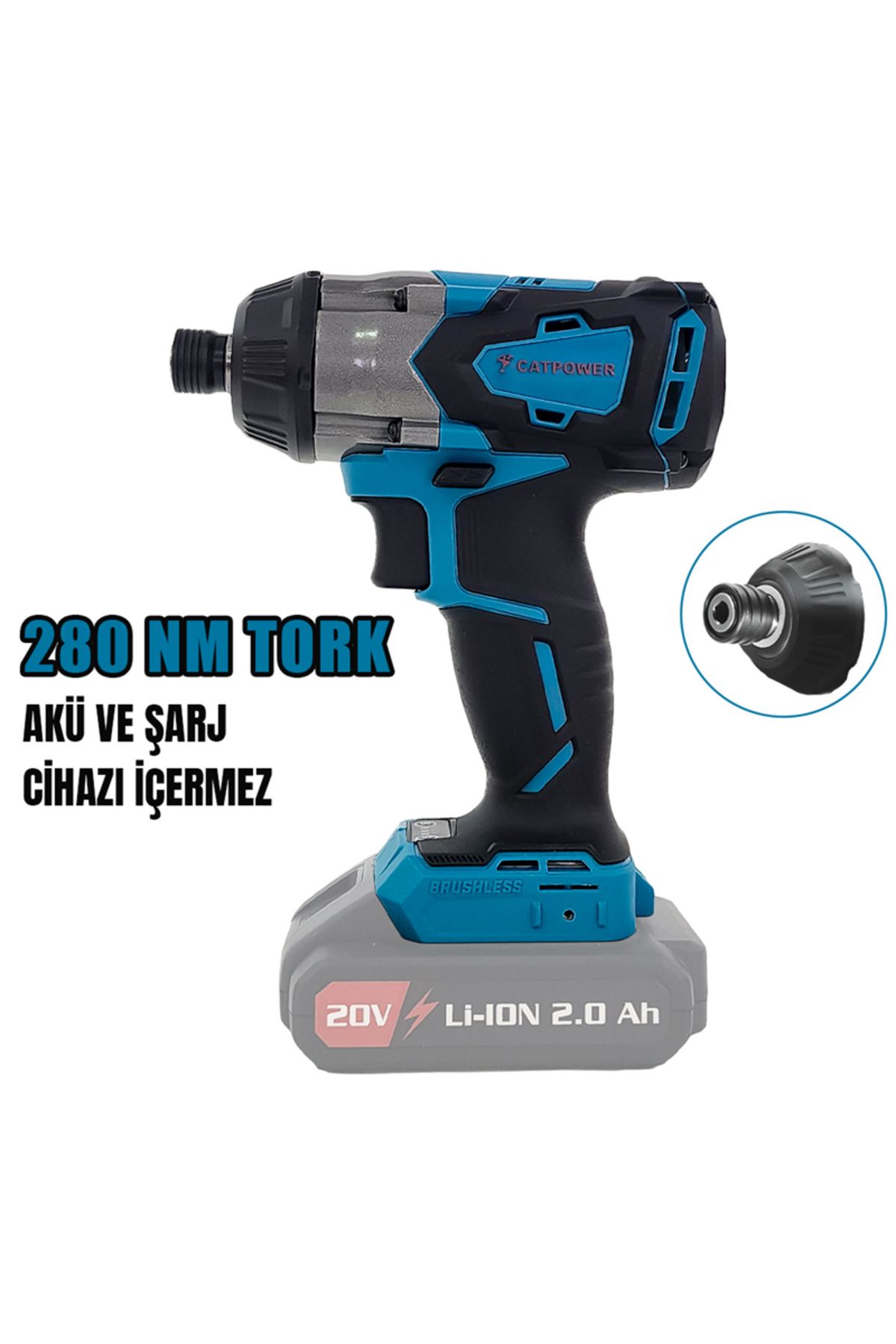 CATPOWER EL ALETLERİ Catpower 4102 Kömürsüz Akülü Torklu Vidalama 20V Lİ-İON 2.0Ah /4.0Ah-2 Adet Akü (Akü ve Şarj Aleti