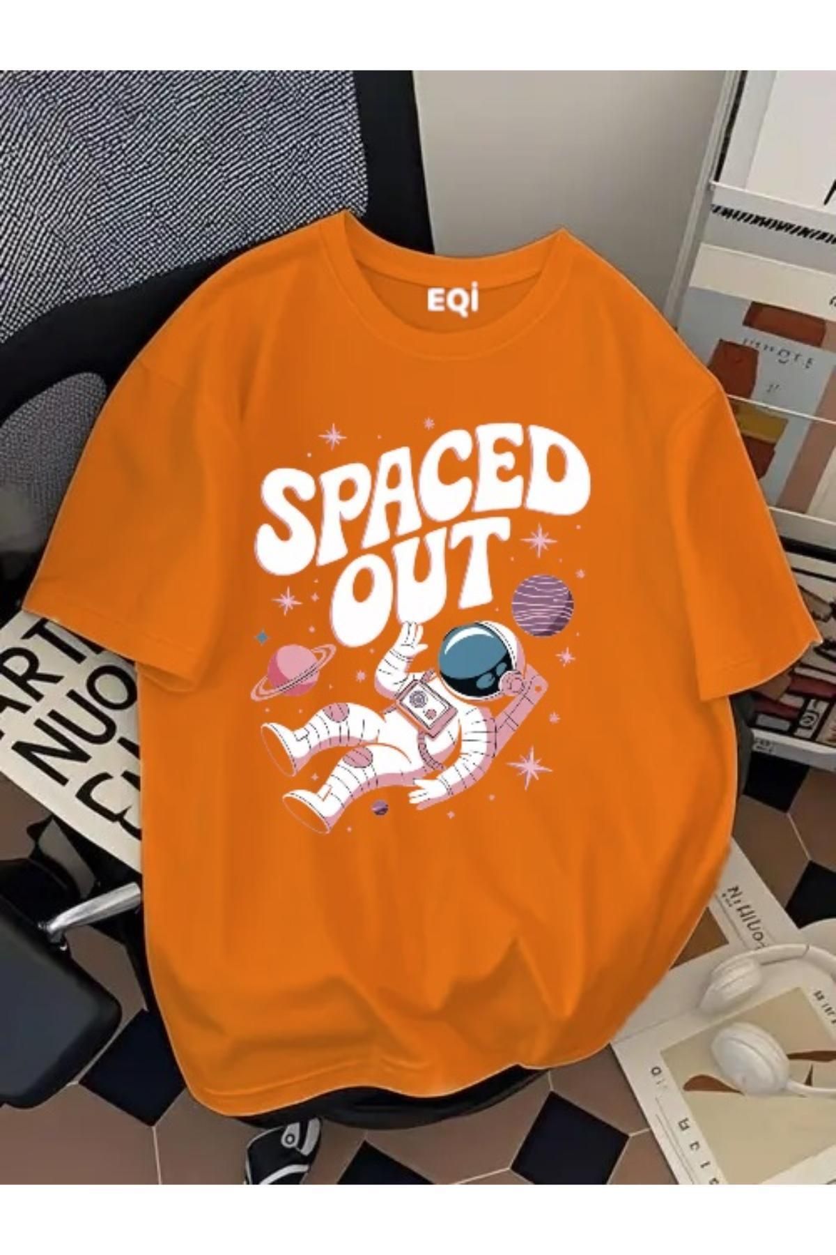 EQİ Astronot Spaced Out Baskılı Oversize T-Shirt
