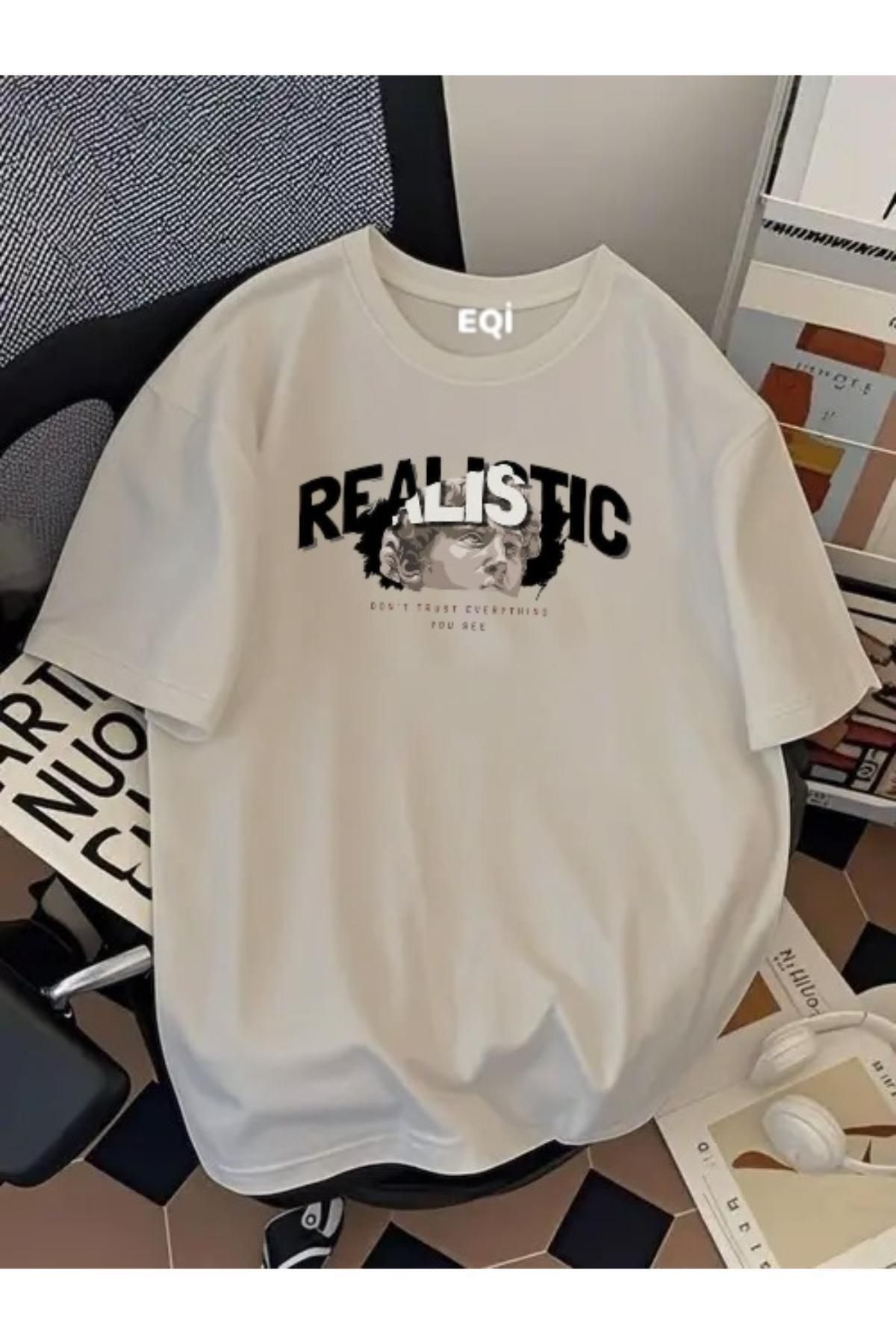 EQİ Realistic Baskılı Oversize T-Shirt