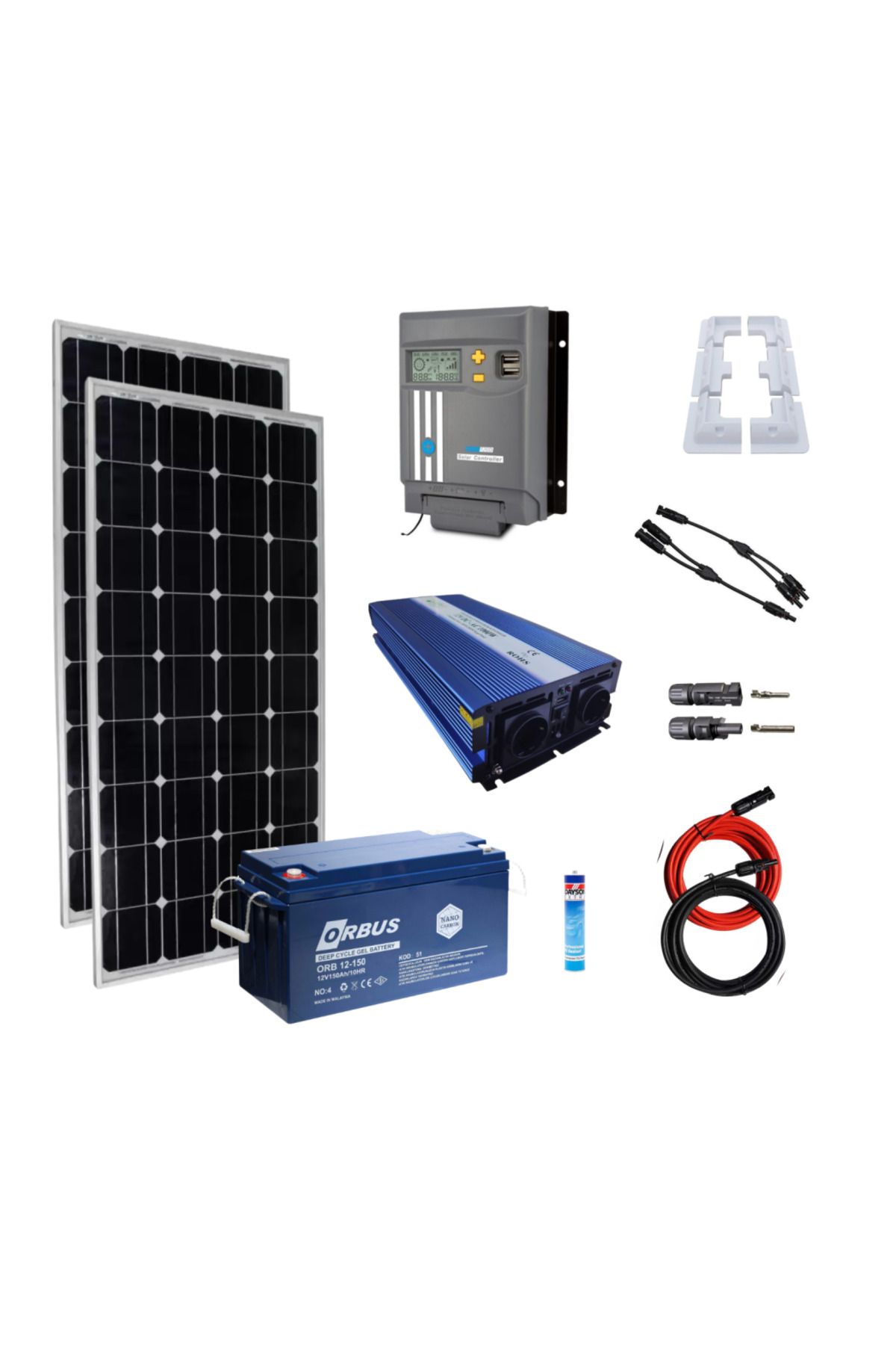 Fabri Solar Karavan Solar Paket–1Kw Ups Şarjlı Tam Sinüs İnverter - 1X 12V150A Jel Akü