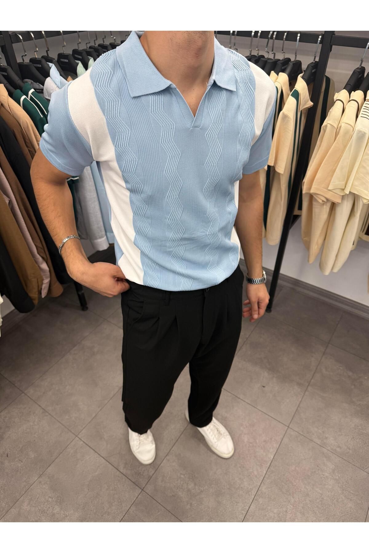 Butik Etnik Desenli Triko Bebe Mavisi