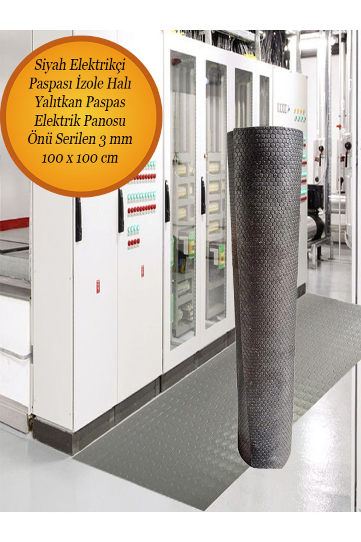 nublado Siyah Elektrikçi Paspası İzole Halı Yalıtkan Paspas Elektrik Panosu Önü Serilen 3 mm 100 x 100 cm