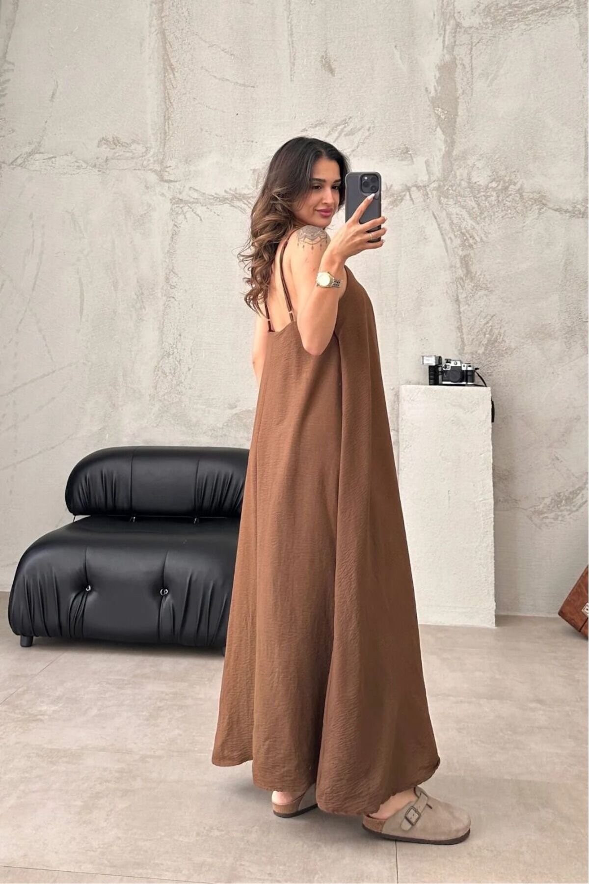 IŞILDA FASHION Kadın Uzun Askılı Salaş Elbise