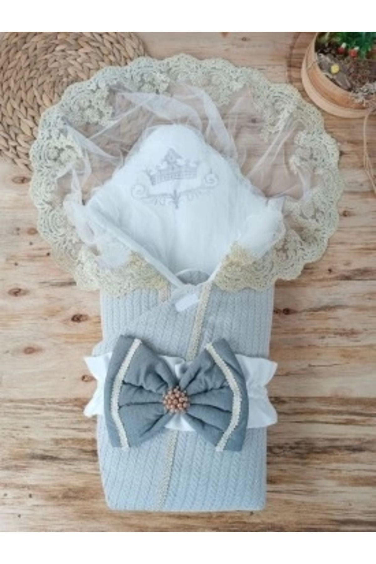 Diji Baby Yenidoğan Tericotton Örgülü Trilüx Bebek Battaniyesi Kundak