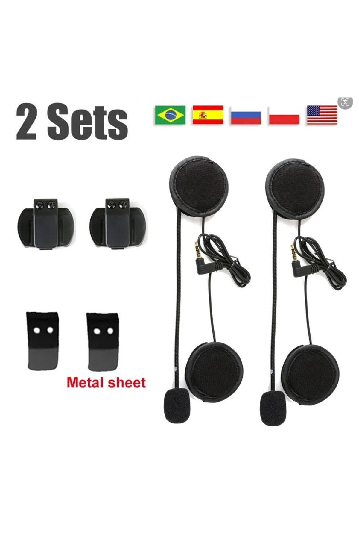 Choice-2 Sets Accessory For Ejeas V6 Pro Helmet Intercom Clip 3.5mm Microphone Speaker Headset For Vnetphon 1