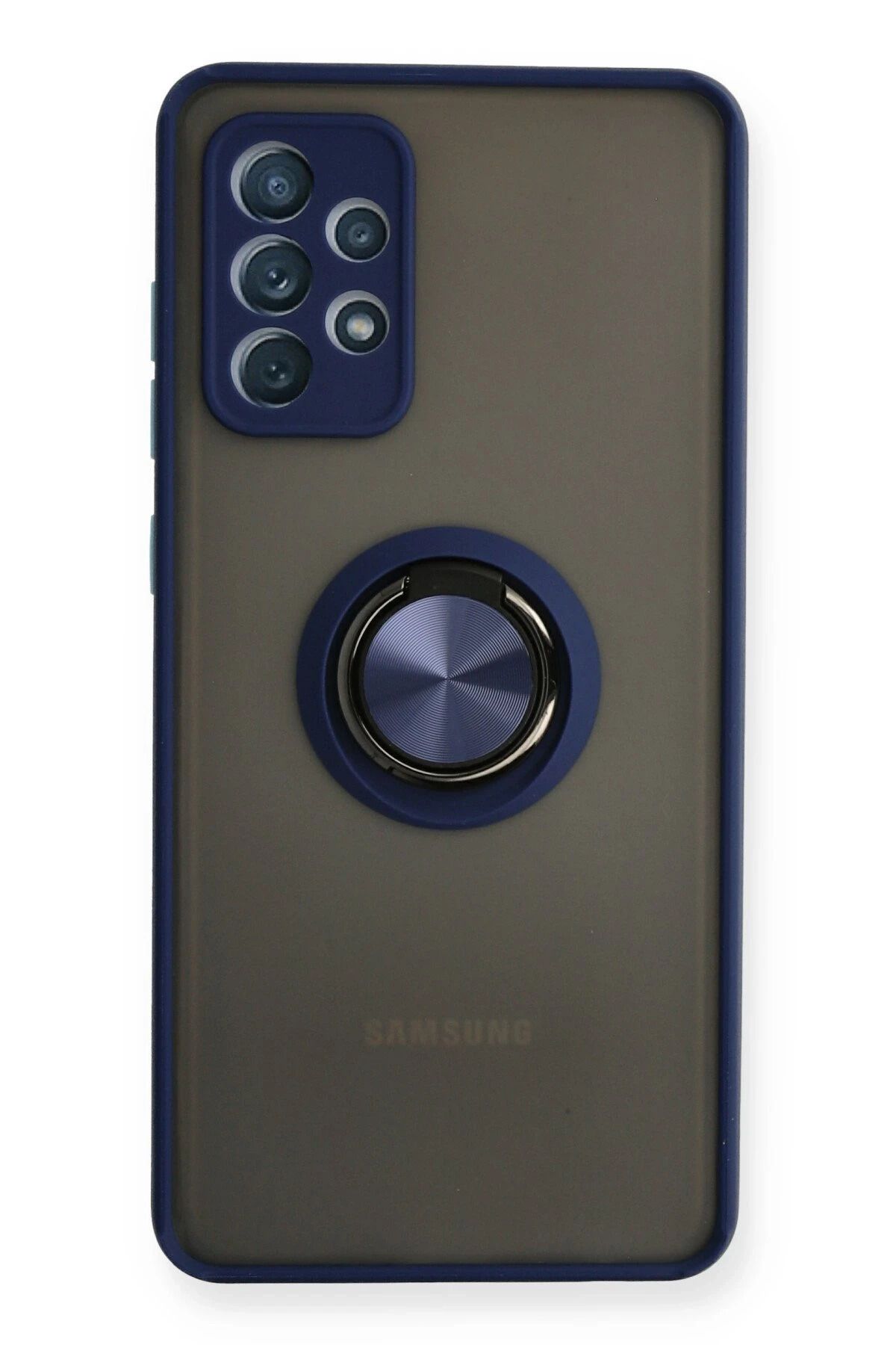 NewFace Samsung Galaxy A32 Kılıf Montreal Yüzüklü Silikon Kapak - Lacivert FERRG