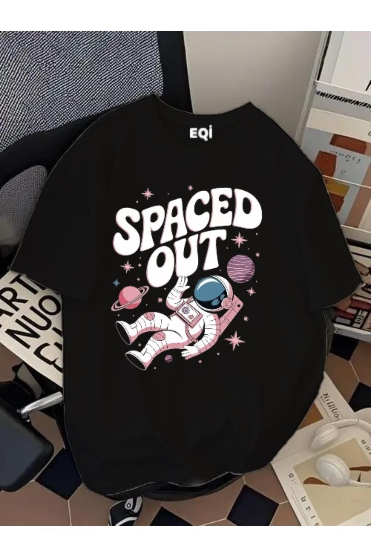 EQİ Astronot Spaced Out Baskılı Oversize T-Shirt