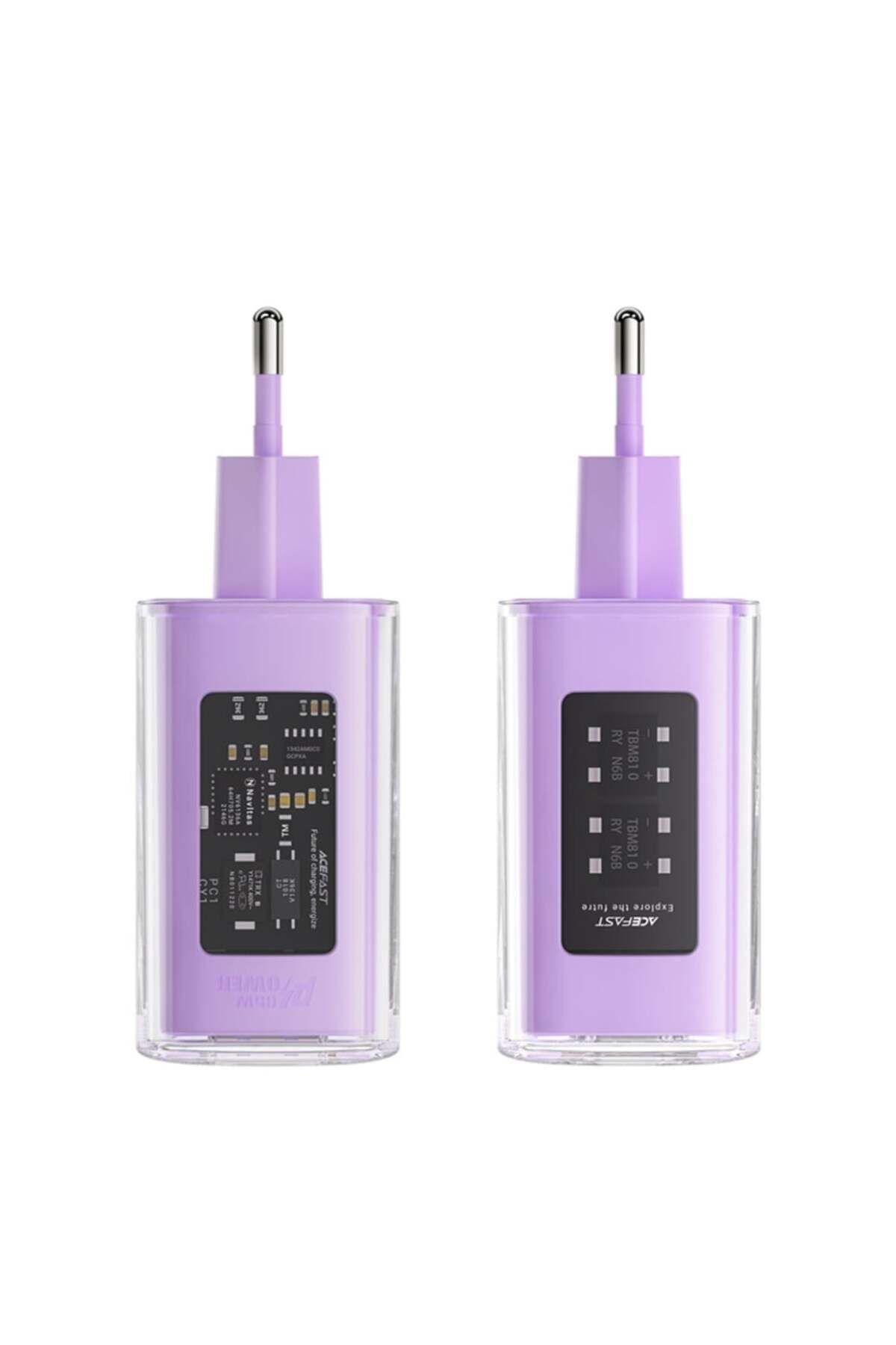 Acefast-Încărcător de perete, încărcare rapidă, AcesFast, 2x Tip-C, USB, GaN, încărcare rapidă PD65W, A45, violet 6