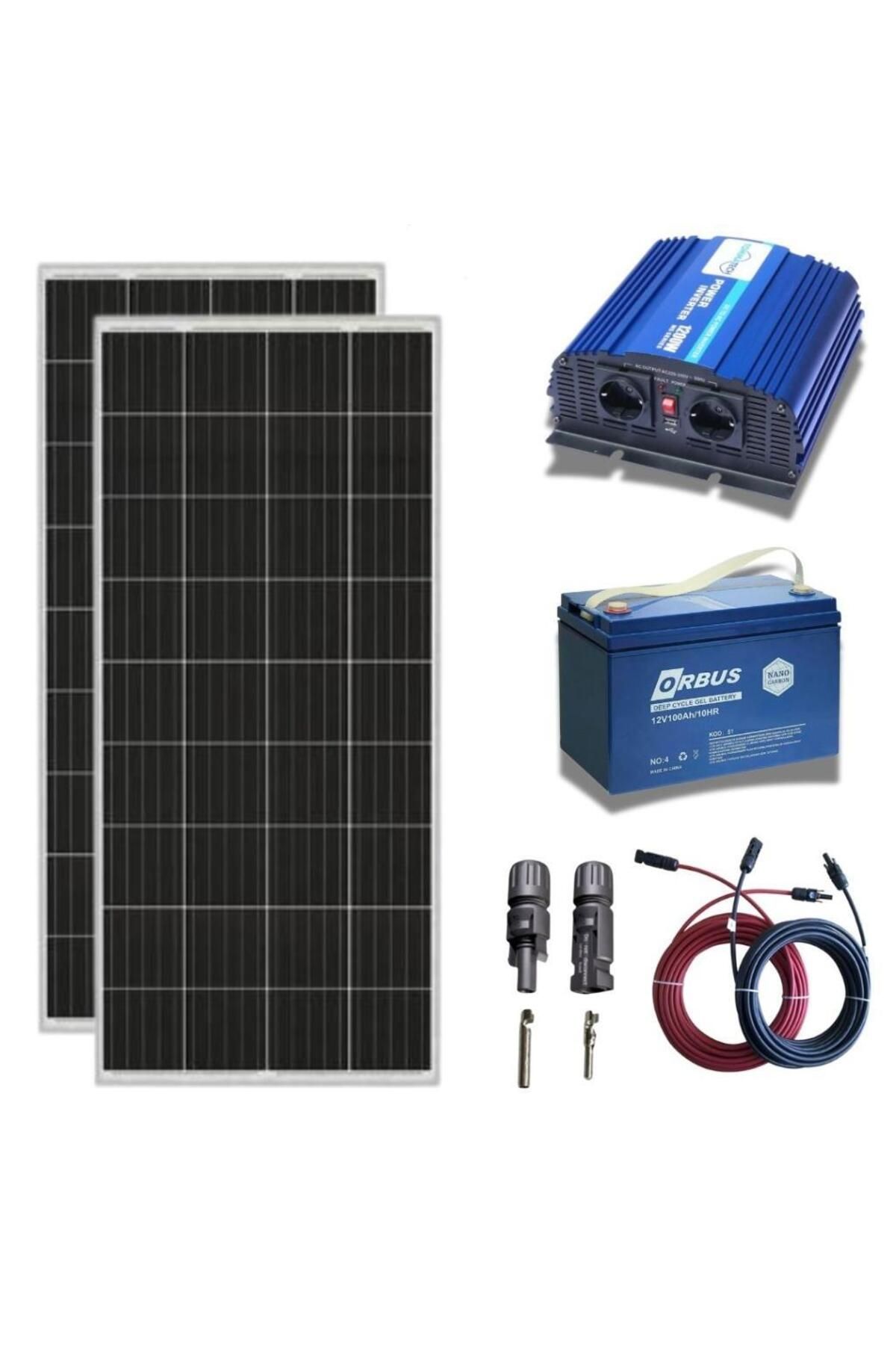 Fabri Solar Güneş Enerjisi Tv+Aydınlatma Paketi – 1200W Modifiye Sinüs İnverter + 2X 220W Güneş Paneli +1X 12V 1