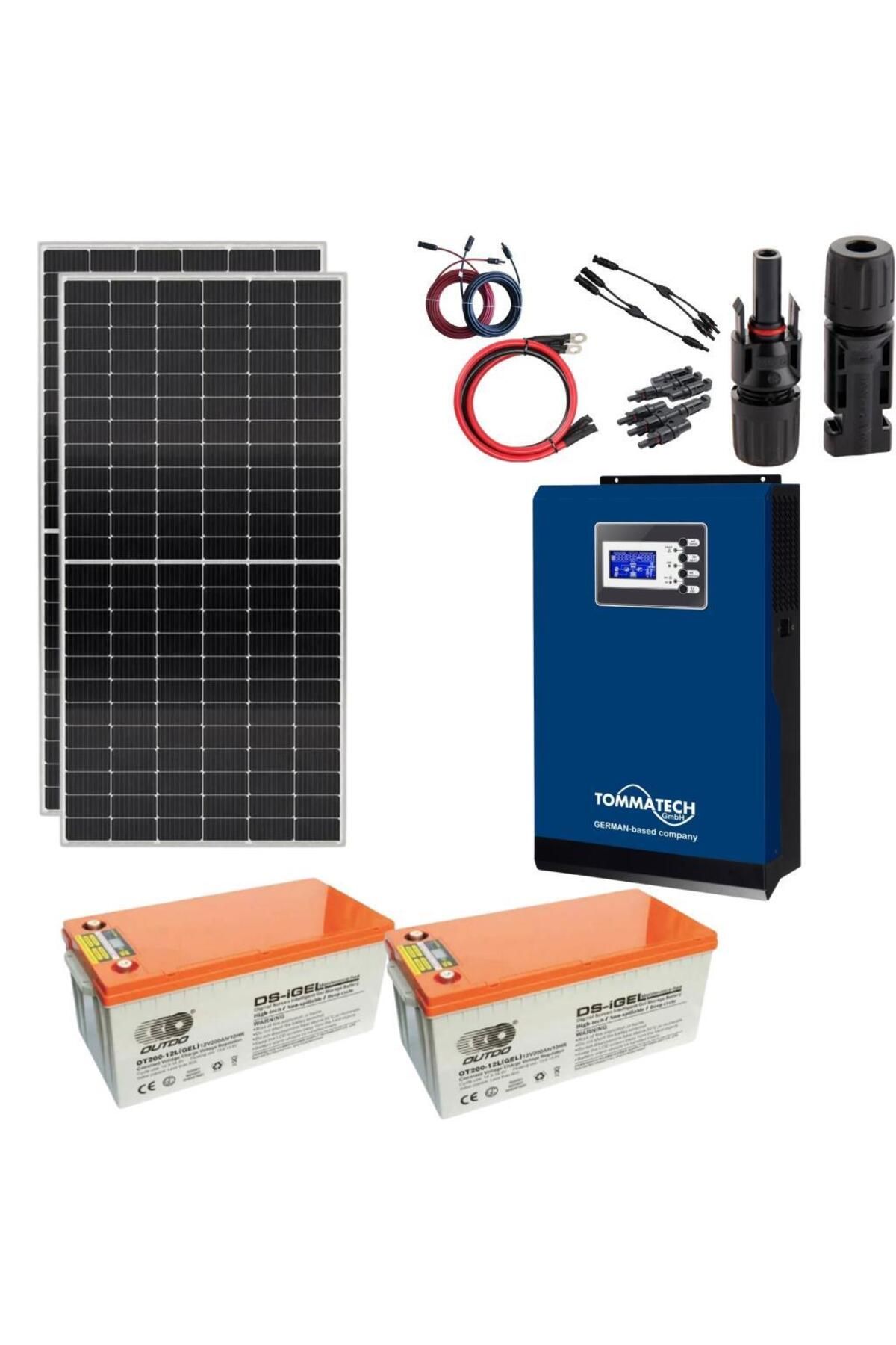 Fabri Solar Güneş Enerjisi Hazır Solar Paket – 3Kw İnverter + 2X 450W Güneş Paneli + 2X 12V 150Ah Jel Akü