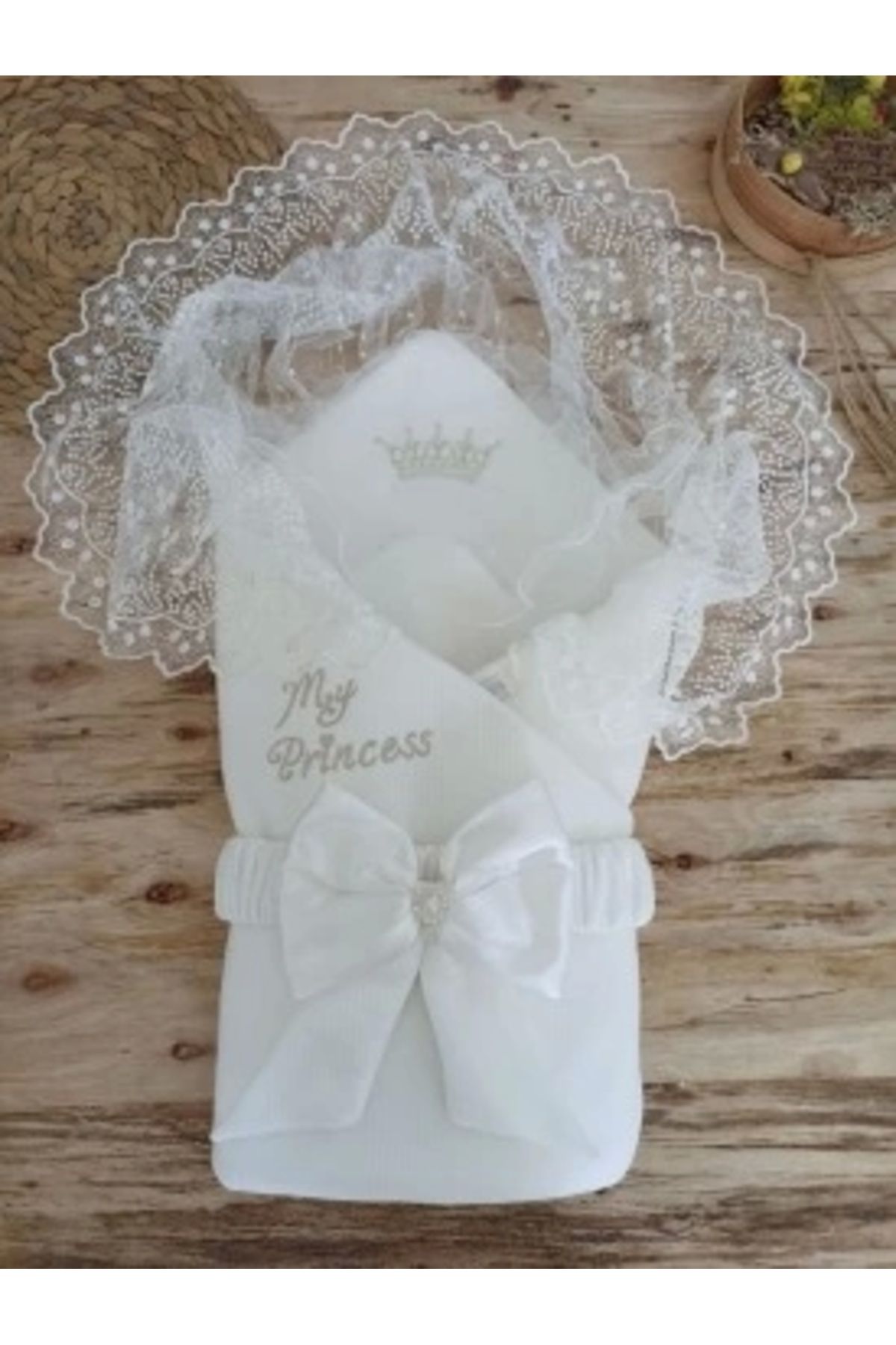 Diji Baby Yenidoğan Sahra Taç Benim Prensesim Nakışlı Kundak Bebek Battaniyesi