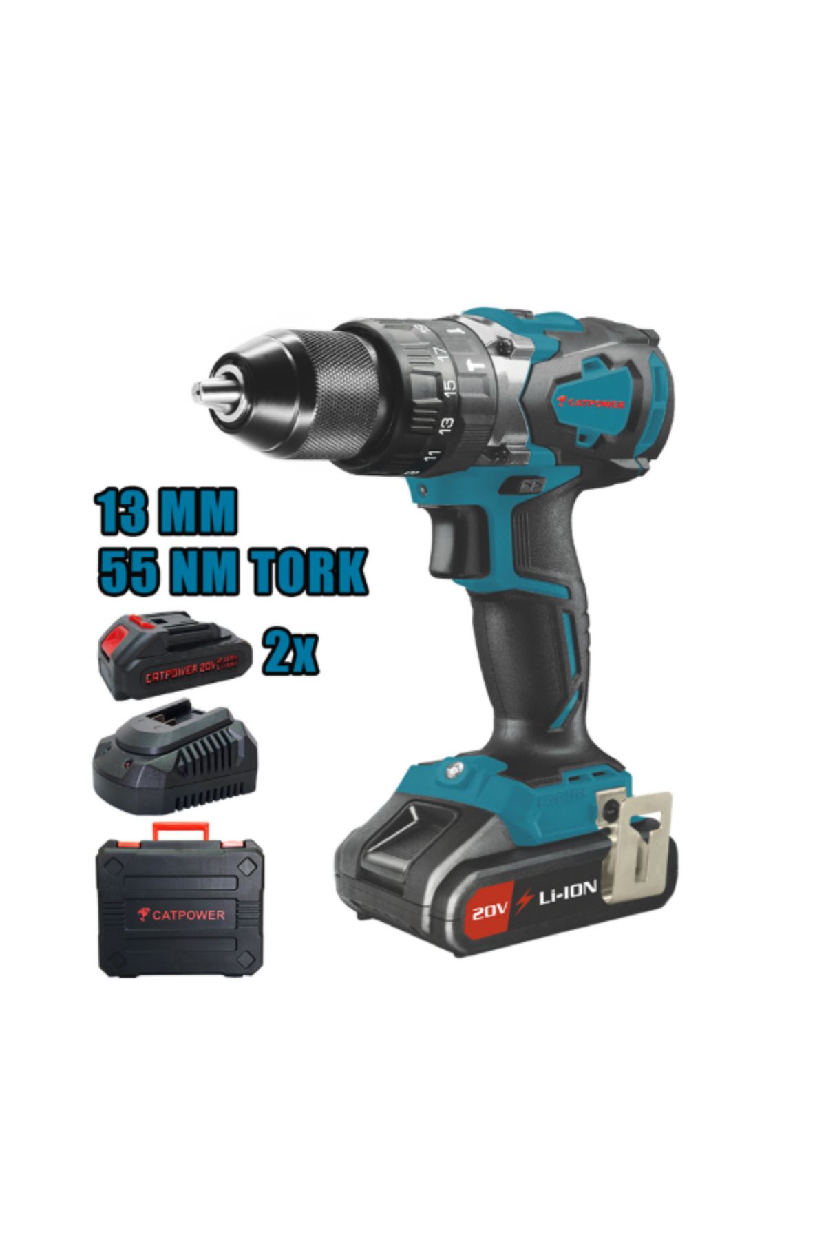 CATPOWER EL ALETLERİ Catpower Li-İon 20V Çift Akülü Darbeli Vidalama Kömürsüz CAT4110