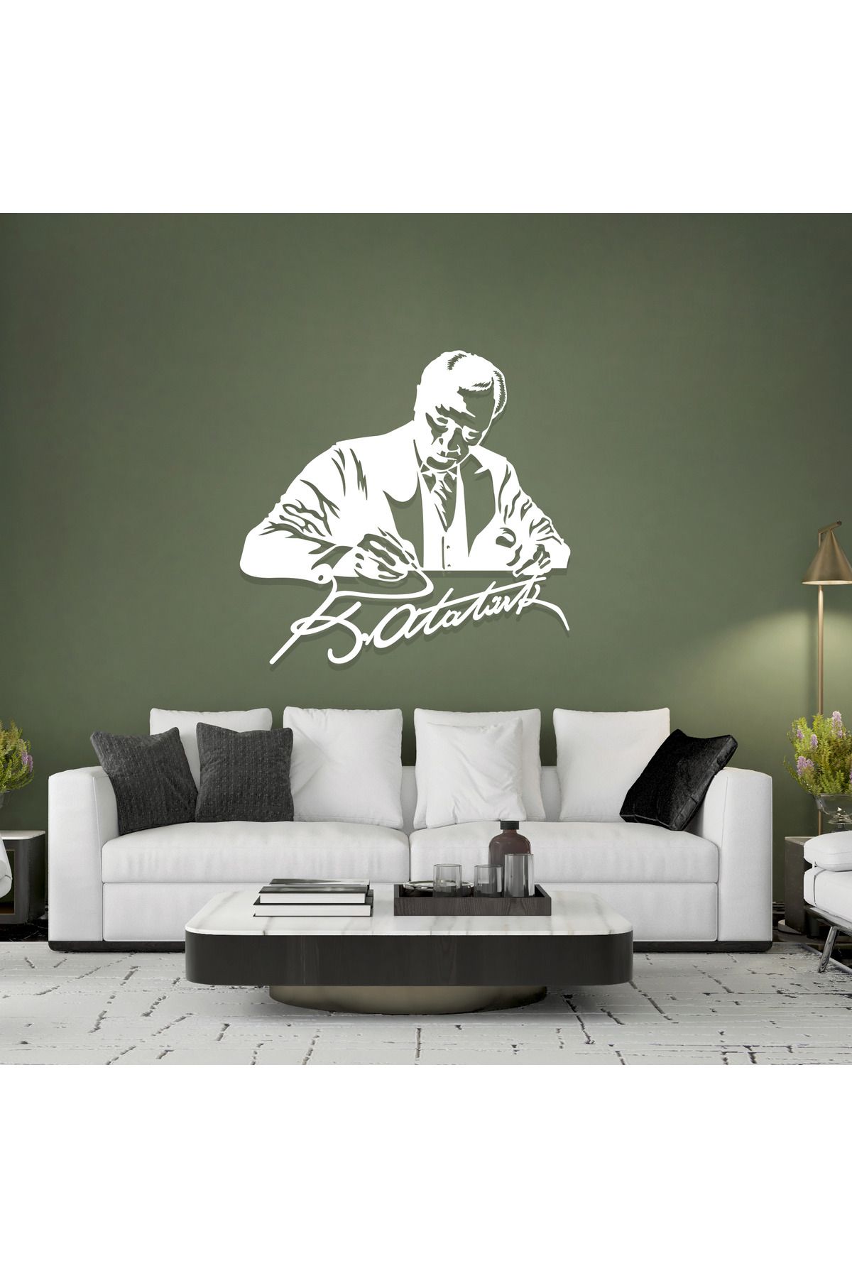 DECOVIENO Atatürk Portresi Metal Duvar Tablosu, Atatürk İmzalı Metal Tablo, Ev & Ofis Dekoru