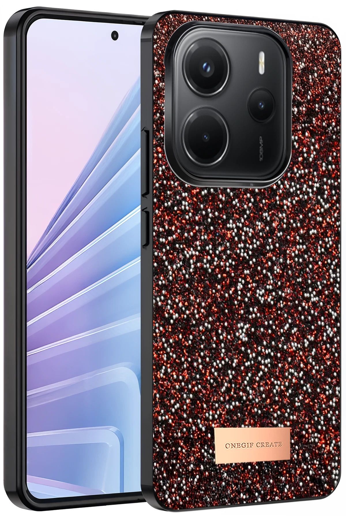 ONEGIF Xiaomi Redmi Note 14 4G Bright Simli Kapak - Derin Mor FERRG