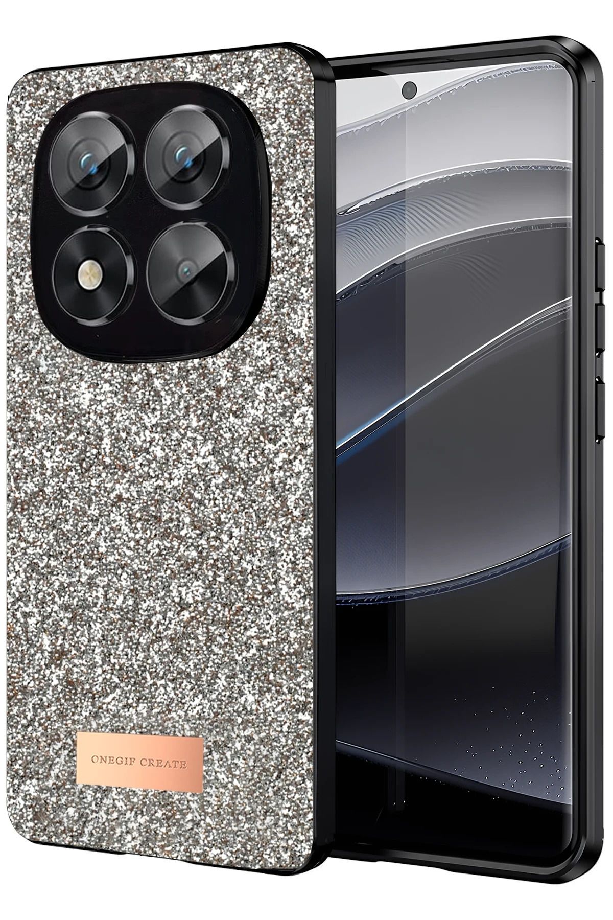 ONEGIF Xiaomi Redmi Note 14 Pro 5G Bright Simli Kapak - Gold FERRG