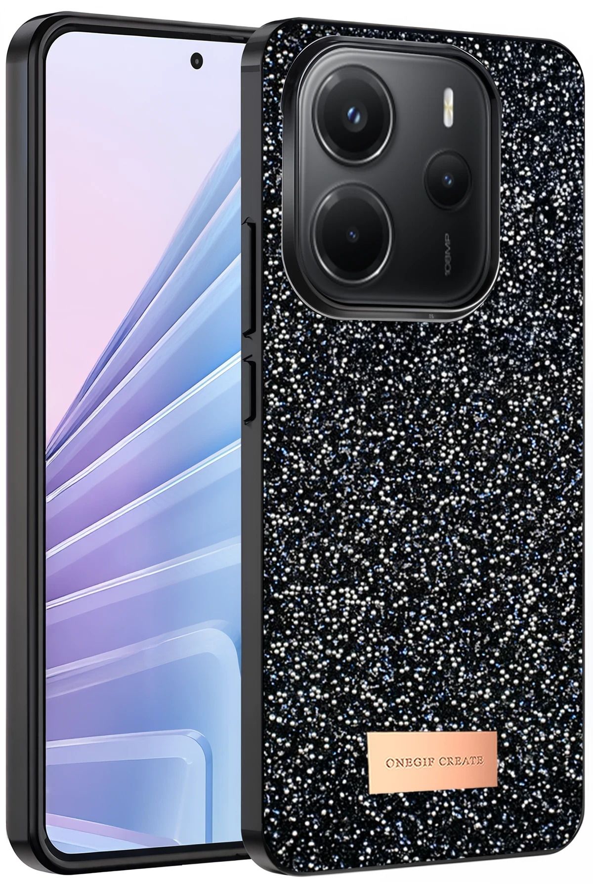 ONEGIF Xiaomi Redmi Note 14 4G Bright Simli Kapak - Siyah FLKRY