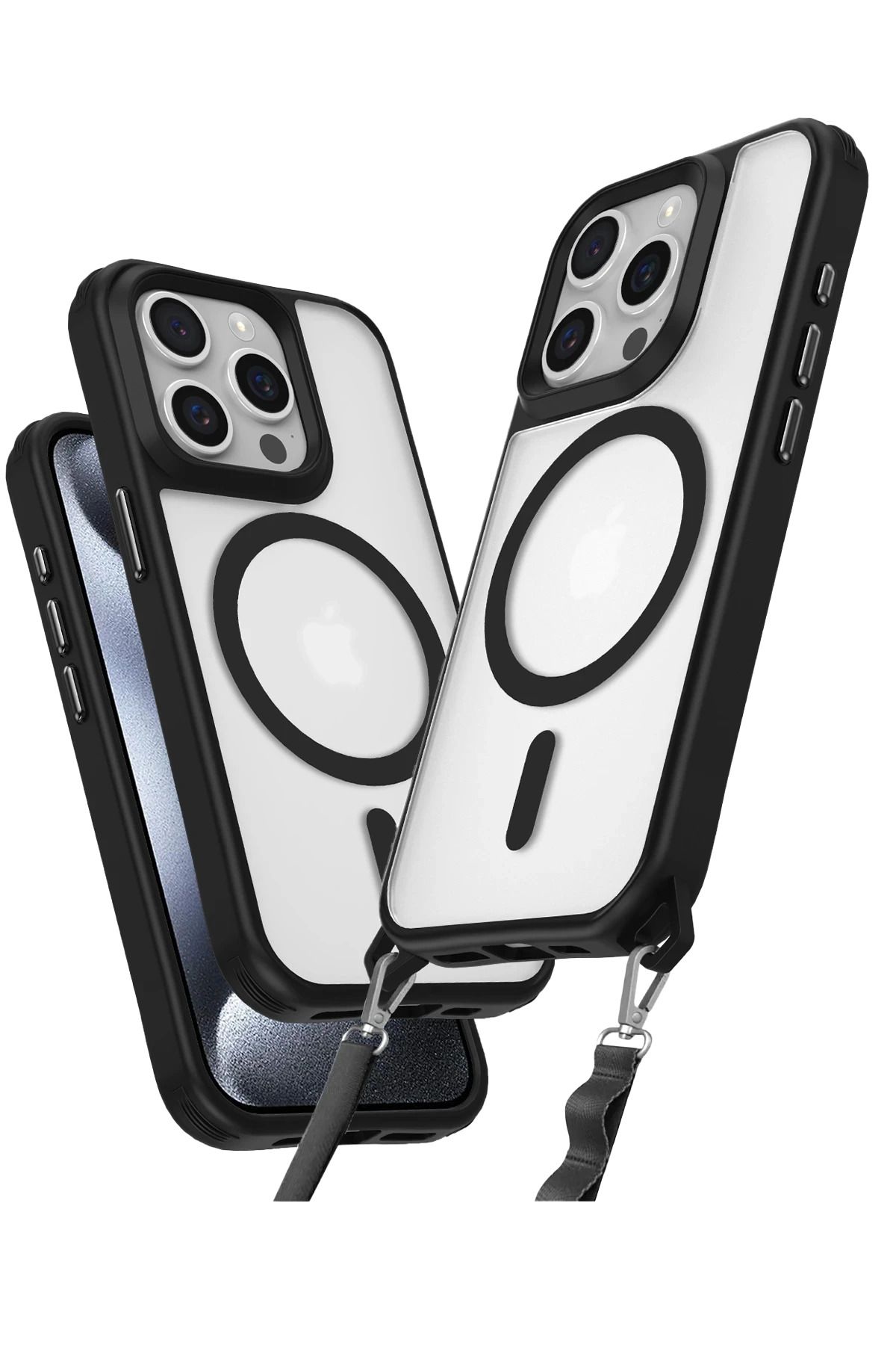 NewFace iPhone 15 Pro Max Kılıf Enka Magsafe Silikon Kılıf - Siyah FLKRY