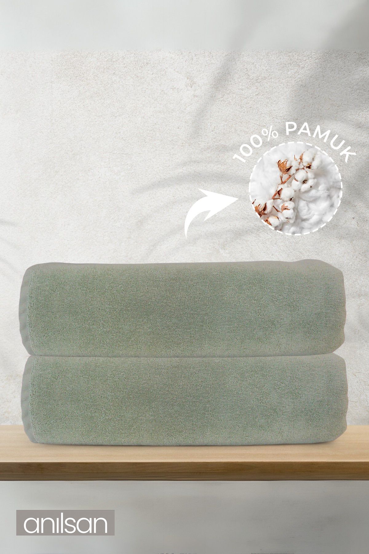 Anılsan 2'li Mercan Büyük Banyo Havlusu - 90x150 Cm, 740gr, %100 pamuk, Spa Ve Otel Havlusu, Günlük Kullanım