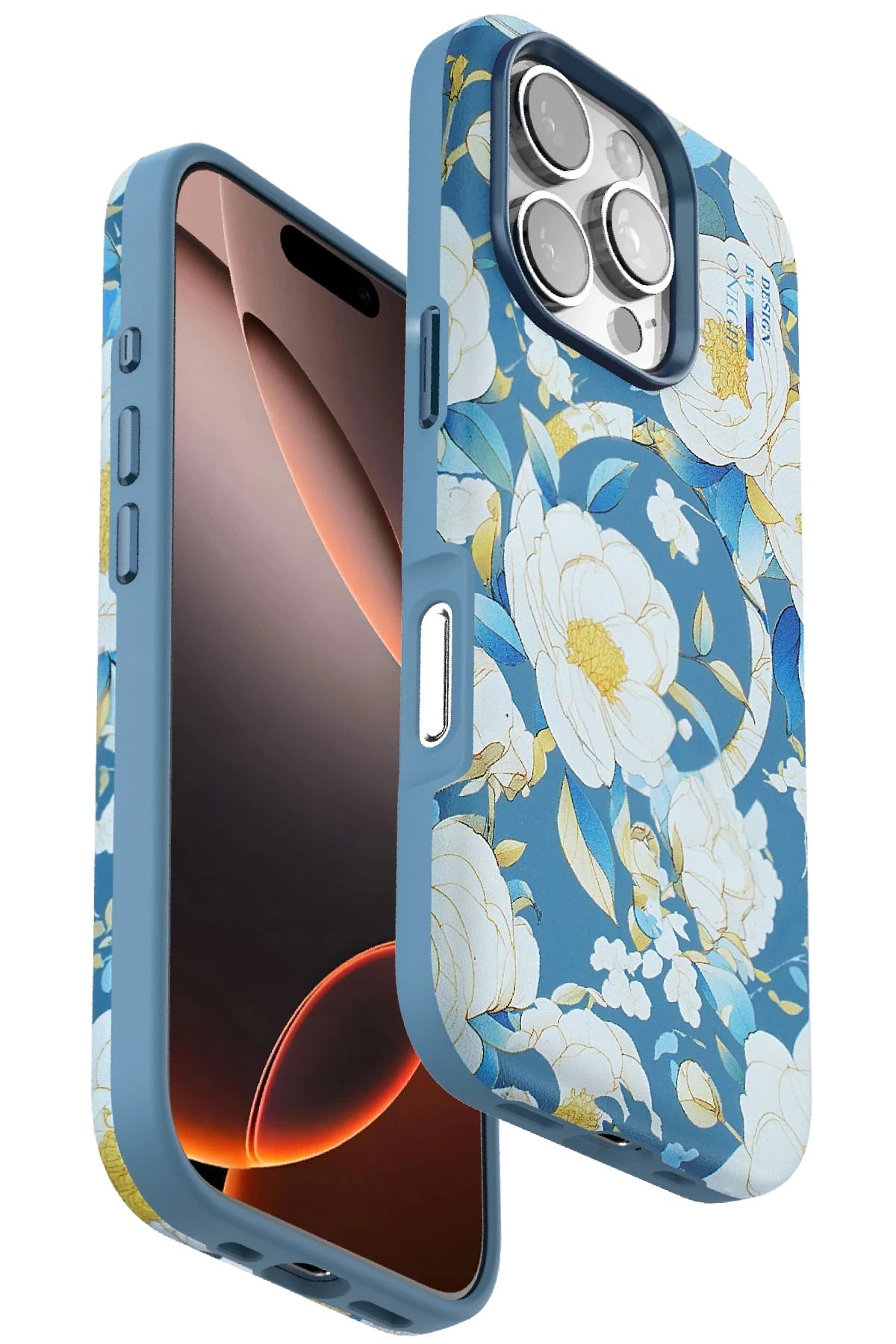 ONEGIF iPhone 16 Pro Max Flower Series Magsafe Kapak - Mavi FERRG