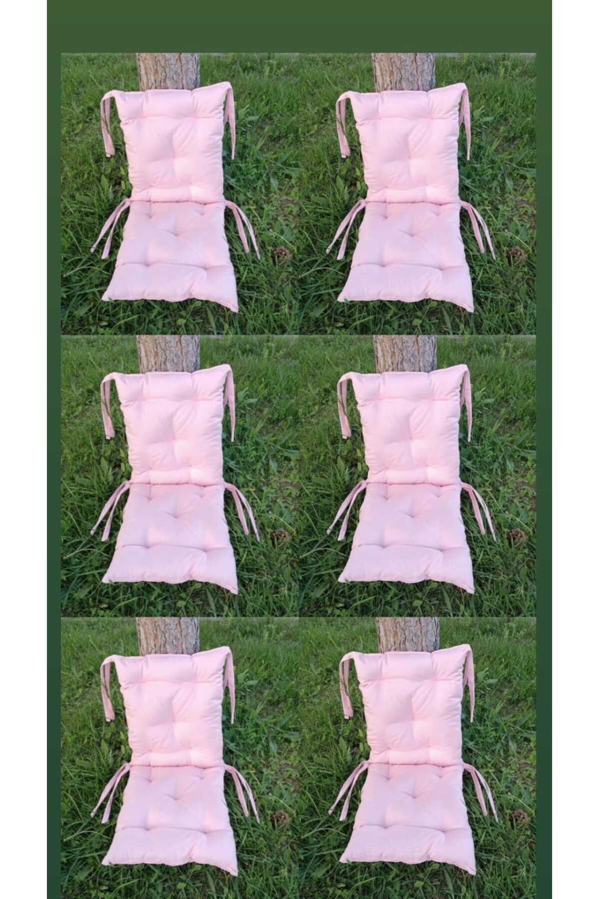 Arya Tekstil 6'lı kombin arkalıklı Pofidik Kare Sandalye minderi 40 × 85 cm pembe