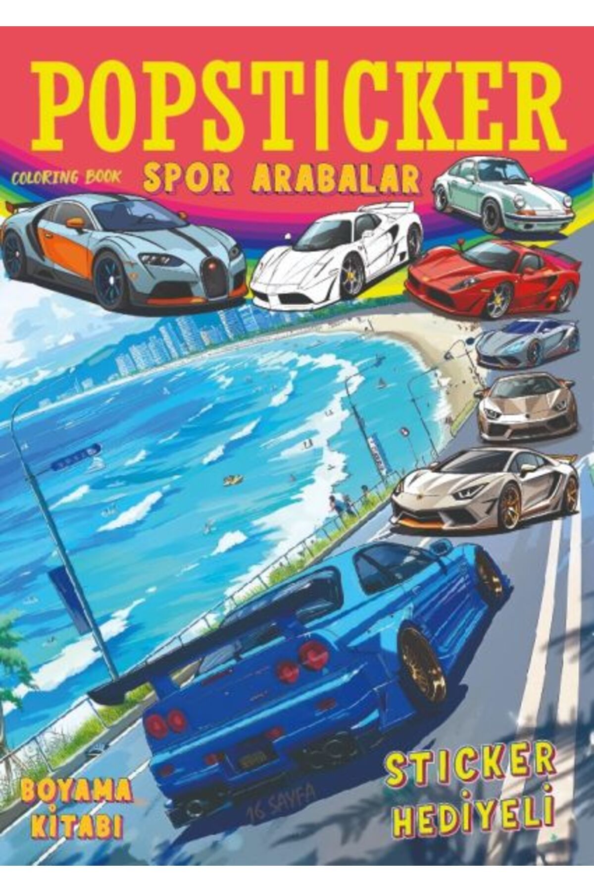Karatay Yayınları Spor Arabalar Boyama Kitabı Popsticker