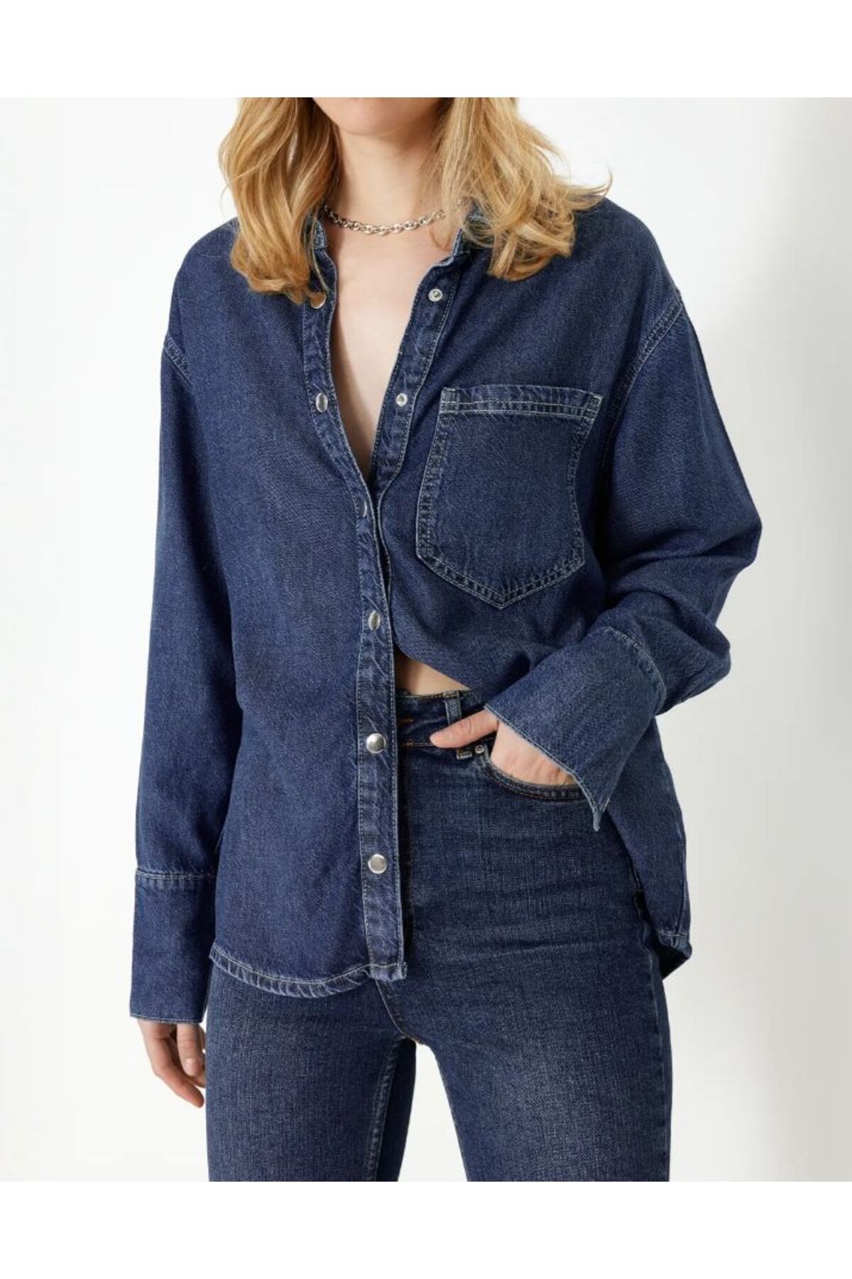 KARACAN COMPANY Koyu Mavi More Sustainable %100 Tencel™ Oversize Denim Gömlek