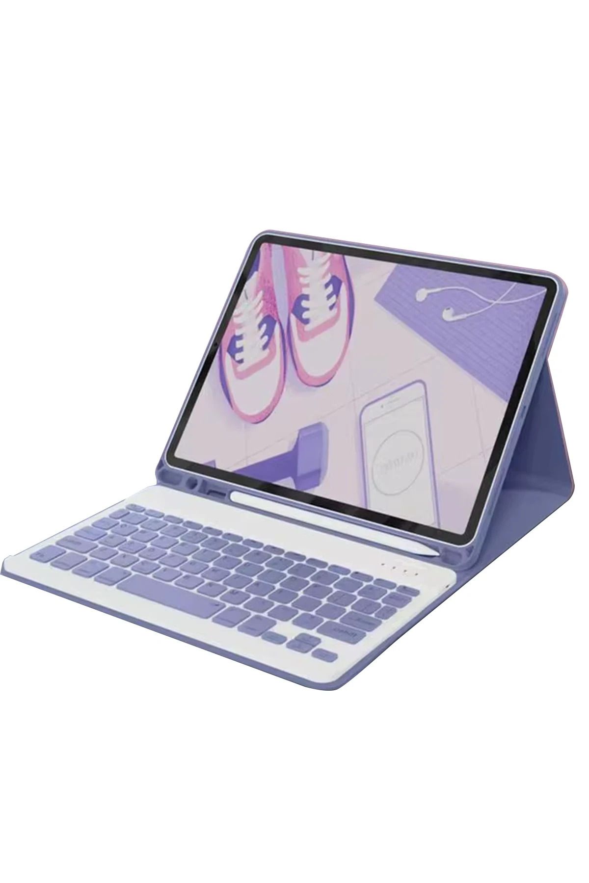 NewFace iPad Pro 11 (2022) Kılıf KC01 Smart Klavyeli Tablet Kılıfı - Derin Mor FERRG
