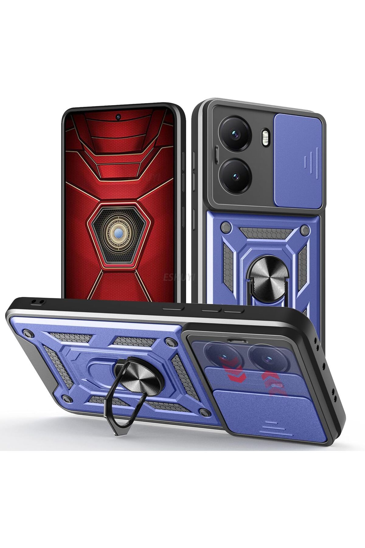 Rivor Xiaomi Poco X7 Pro & Poco F7 5G Kılıf Kamera Sürgülü Standlı Yüzüklü Darbe Emici Koruyucu Tank Kapak