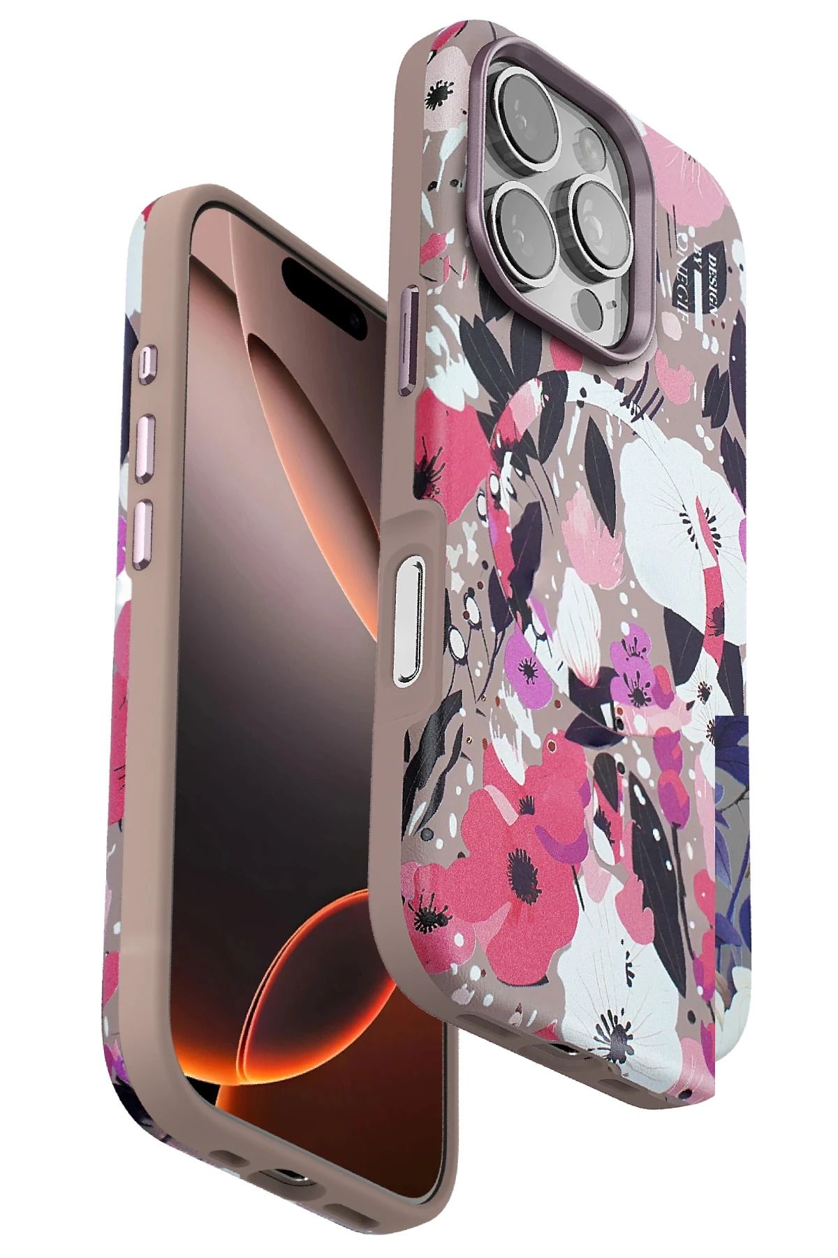 ONEGIF iPhone 16 Pro Flower Series Magsafe Kapak - Pembe FERRG