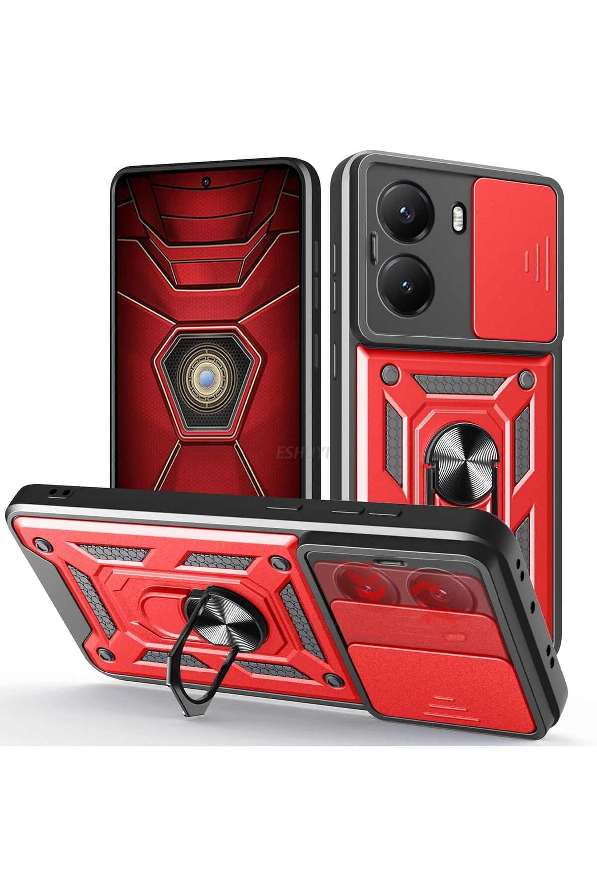 Rivor Xiaomi Poco X7 Pro & Poco F7 5G Kılıf Kamera Sürgülü Standlı Yüzüklü Darbe Emici Koruyucu Tank Kapak