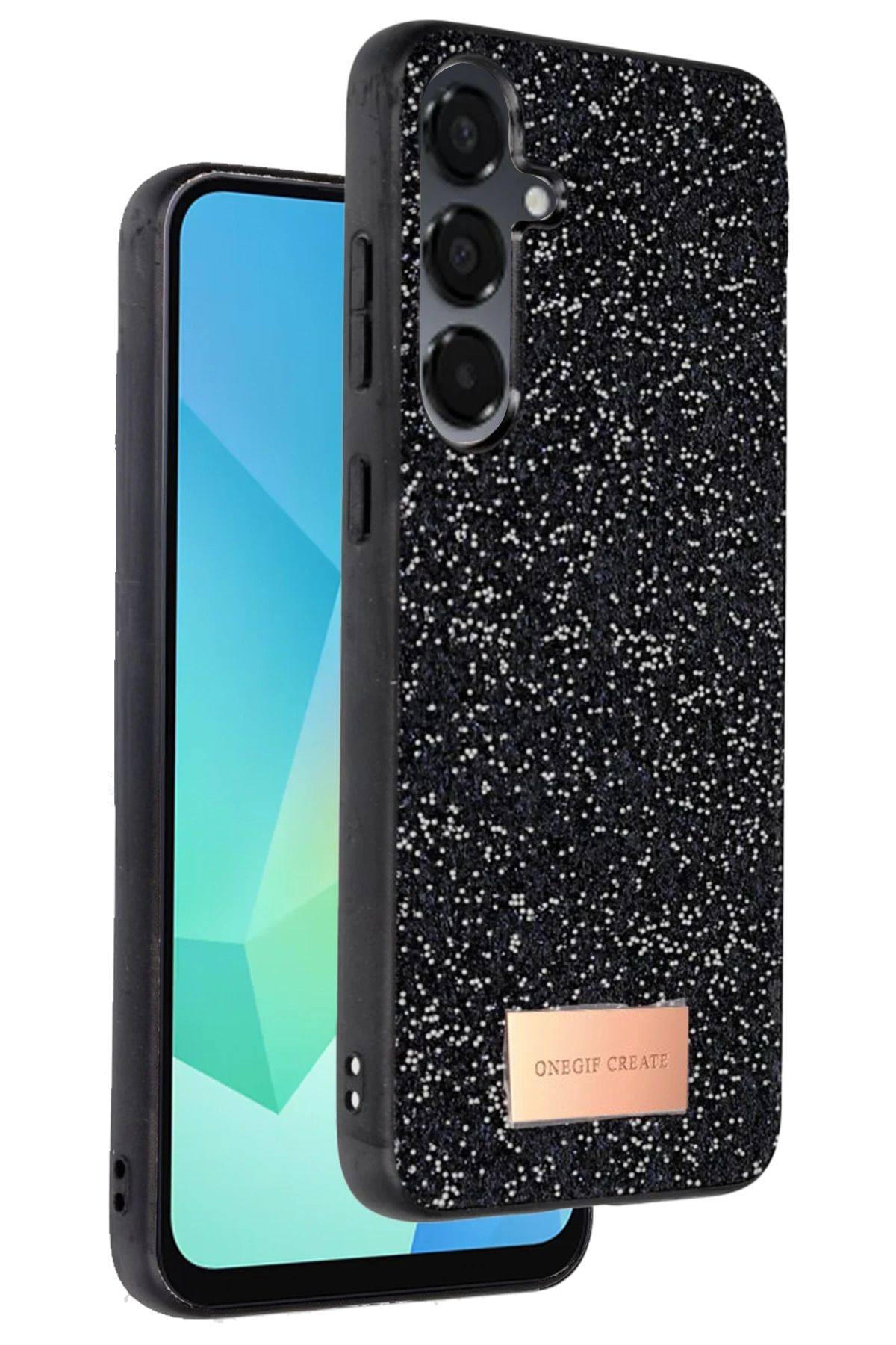 ONEGIF Samsung Galaxy S24 FE Bright Simli Kapak - Siyah FERRG