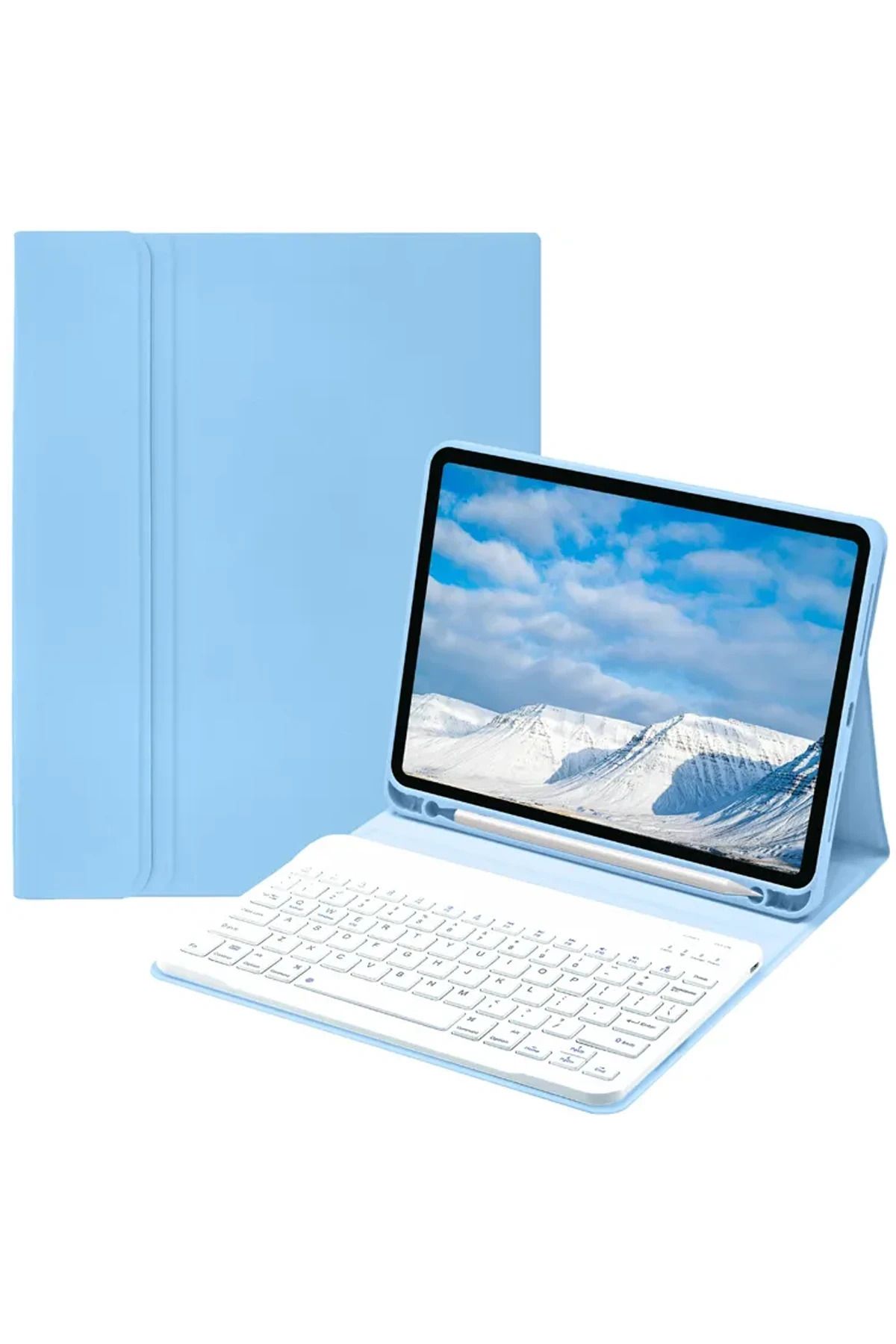 NewFace iPad Pro 11 (2022) Kılıf KC01 Smart Klavyeli Tablet Kılıfı - Açık Mavi FERRG