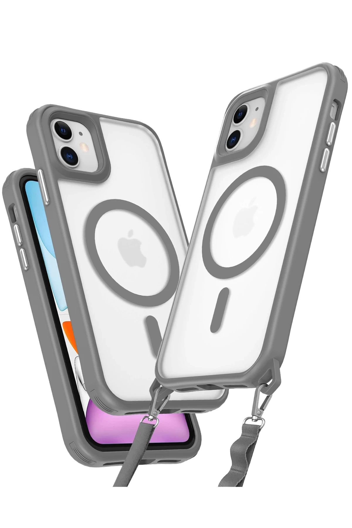 NewFace iPhone 11 Kılıf Enka Magsafe Silikon Kılıf - Titan Gri FERRG