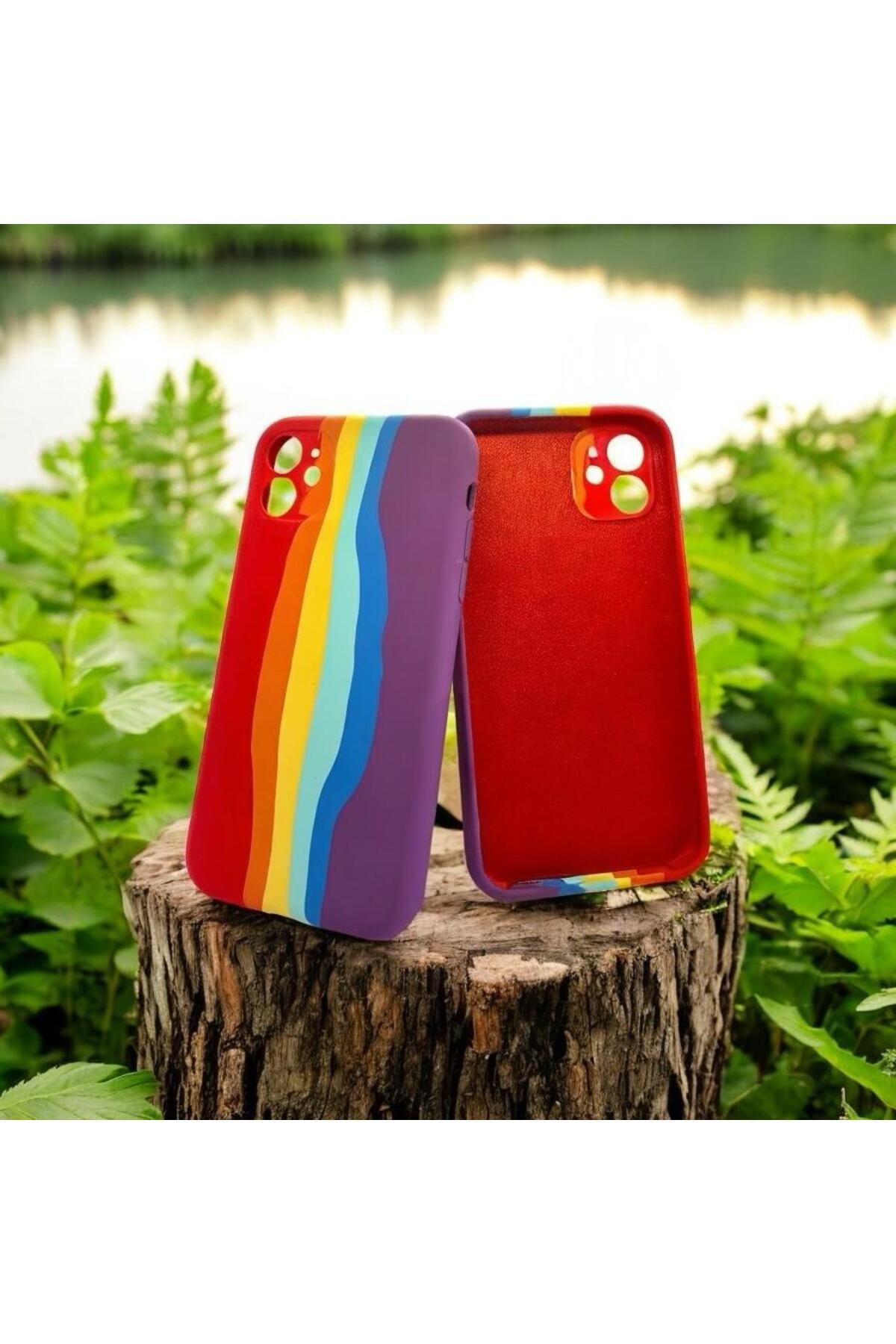 ENS TEKNOLOJİ VE AKSESUAR Iphone 11 Uyumlu Kılıf Gökkuşağı Rainbow Lansman Silikon-Leke Tutmayan Yüzey-Tam Koruma