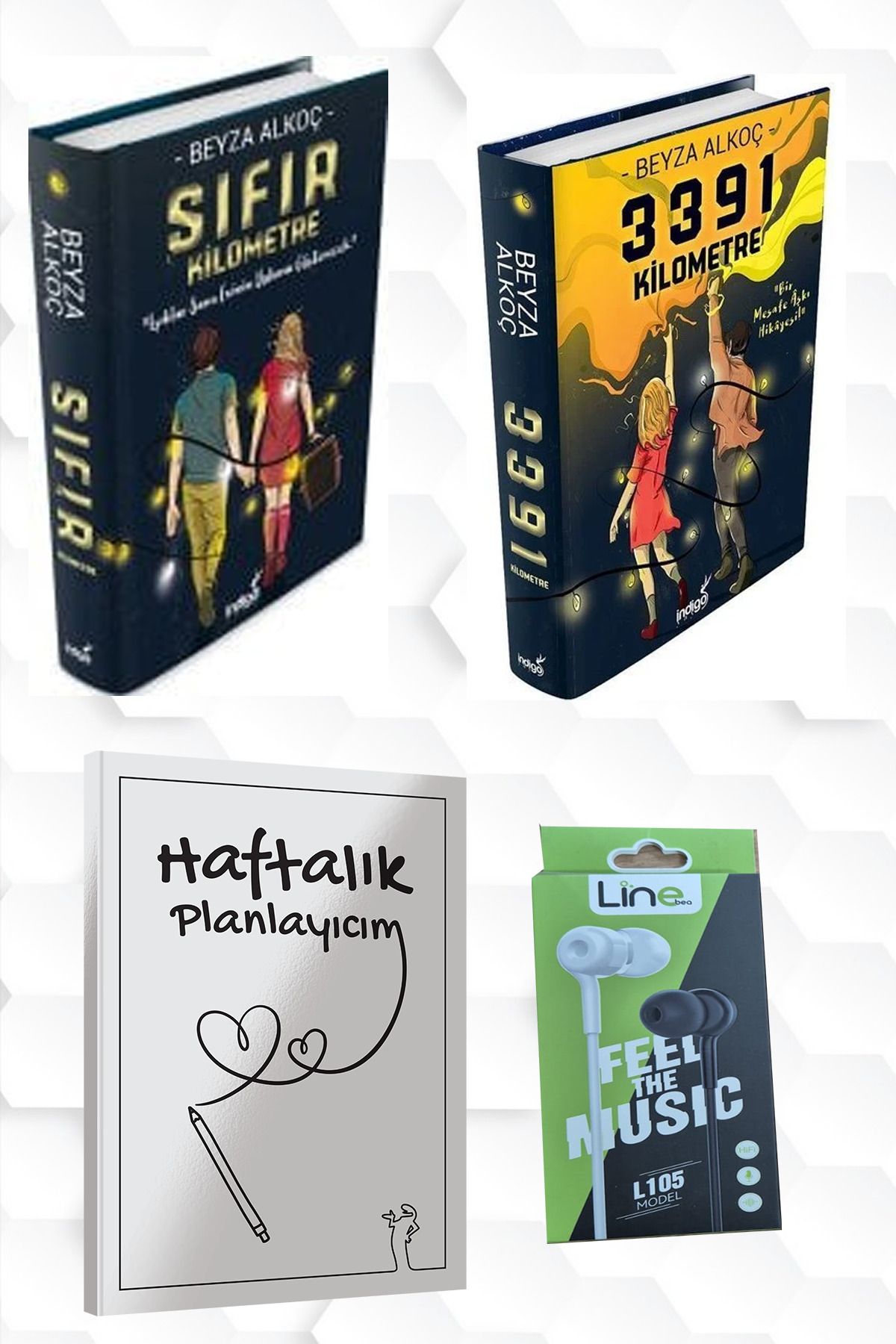 İndigo Kitap CİLTLİ-BEYZA ALKOÇ-SIFIR KİLOMETRE-3391 KİLOMETRE +HAFTALIK PLANLAYICIM (52 HAFTA) KULAKLIK