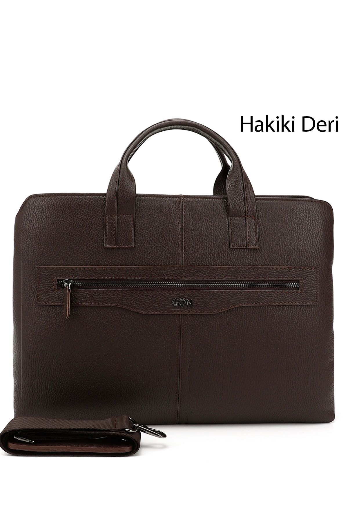 GÖNDERİ(R) Unisex Kahve Antik Hakiki Deri Notebook Ve Evrak Çantası