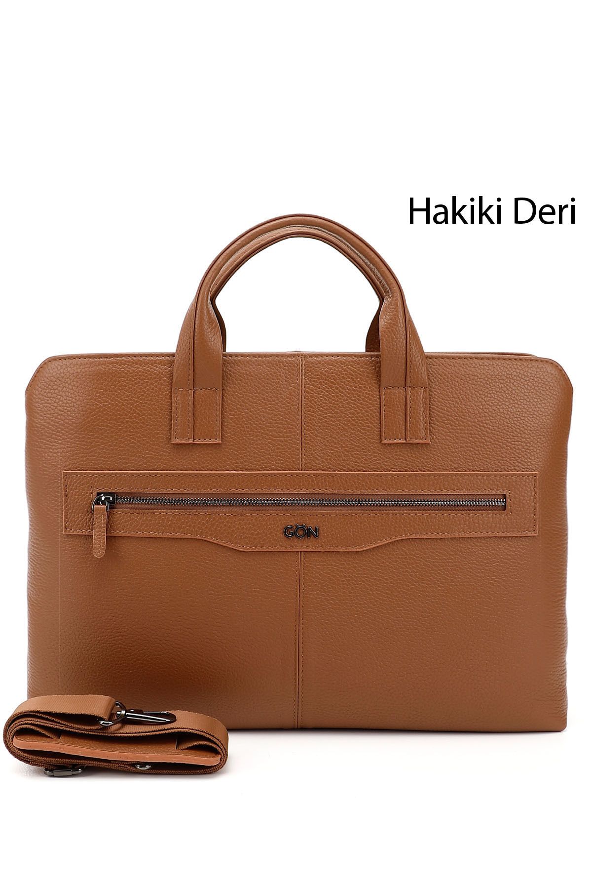 GÖNDERİ(R) Unisex Taba Antik Hakiki Deri Notebook Ve Evrak Çantası
