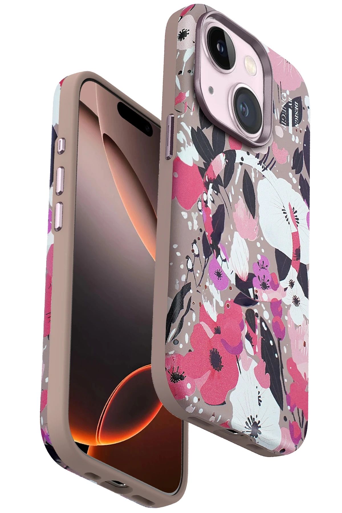 ONEGIF iPhone 15 Flower Series Magsafe Kapak - Pembe FERRG