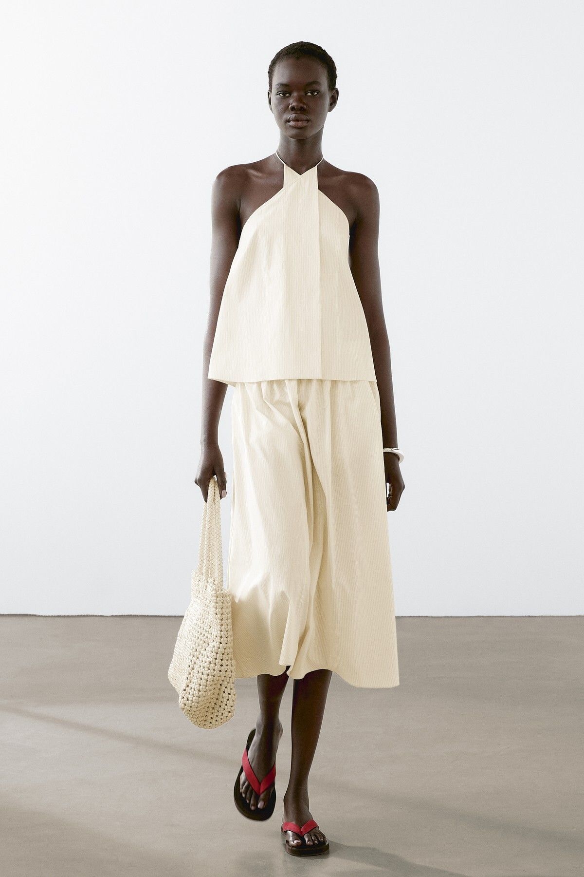 Massimo Dutti Çizgili Pamuklu Poplin Top