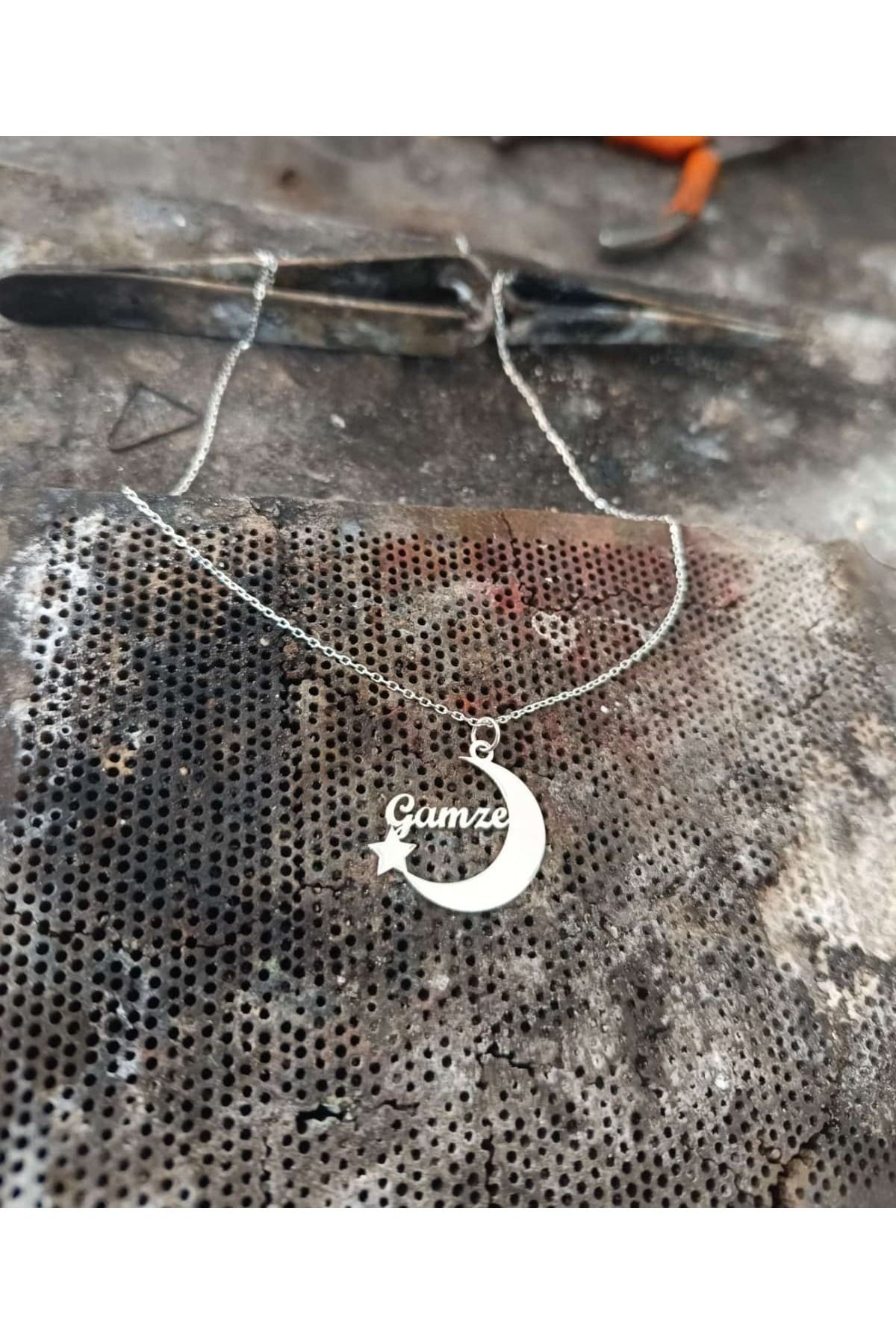 Ziu Kişiye Özel 925 ayar İsimli Ay Model Gümüş Kolye uzunluk 45