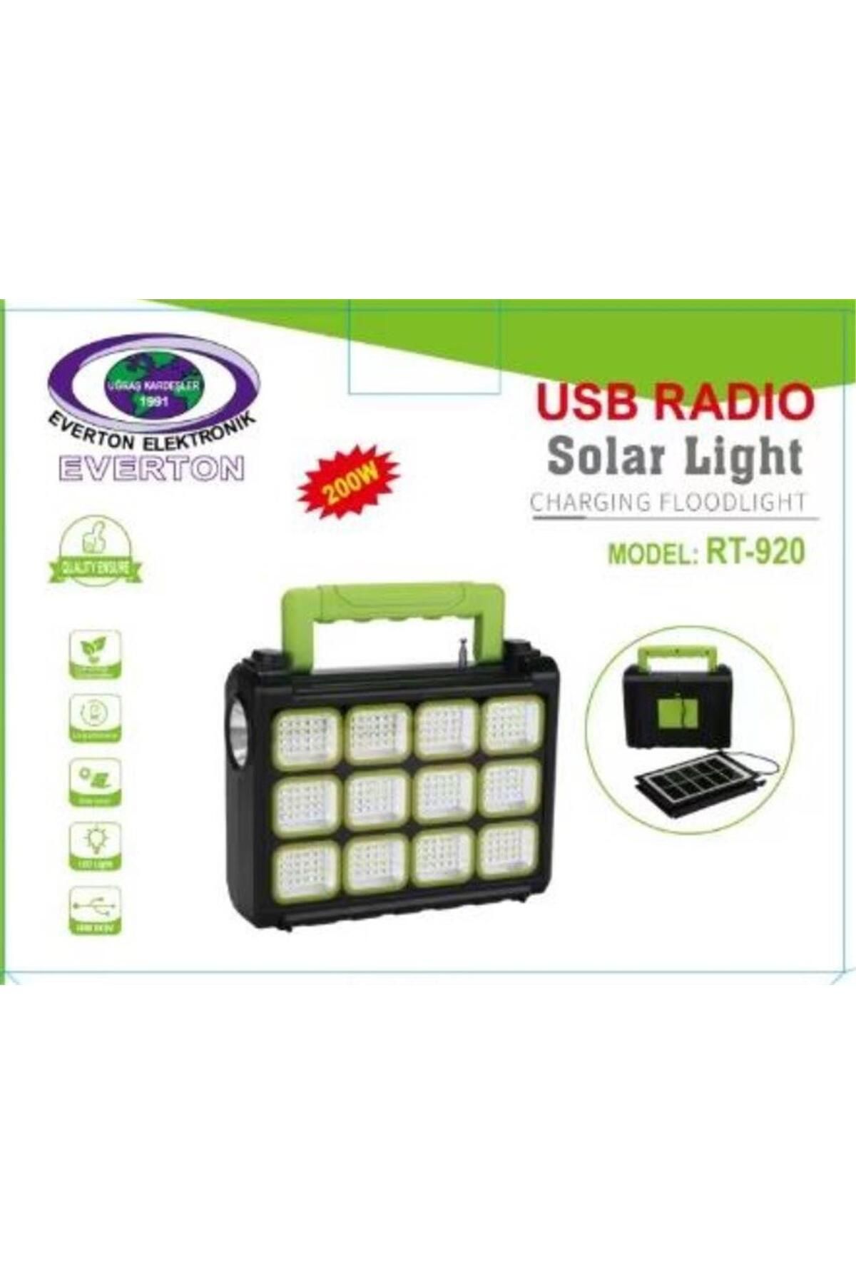Everton Rt-920 Şarjlı 200W Solar Panelli Projektör Radyolu