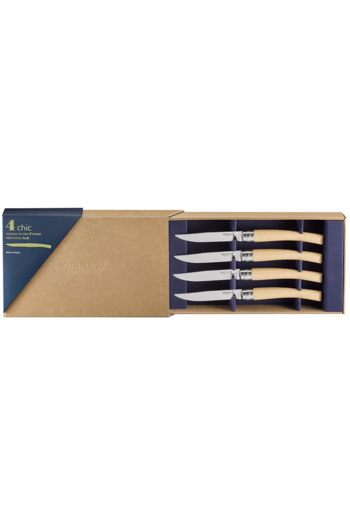 Opinel Chic 4'lü Et Bıçağı Seti - Dişbudak Ağacı (Ash Wood)